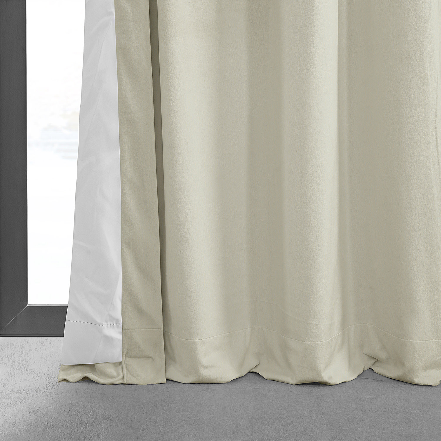 Signature Porcelain White Grommet Blackout Velvet Curtain