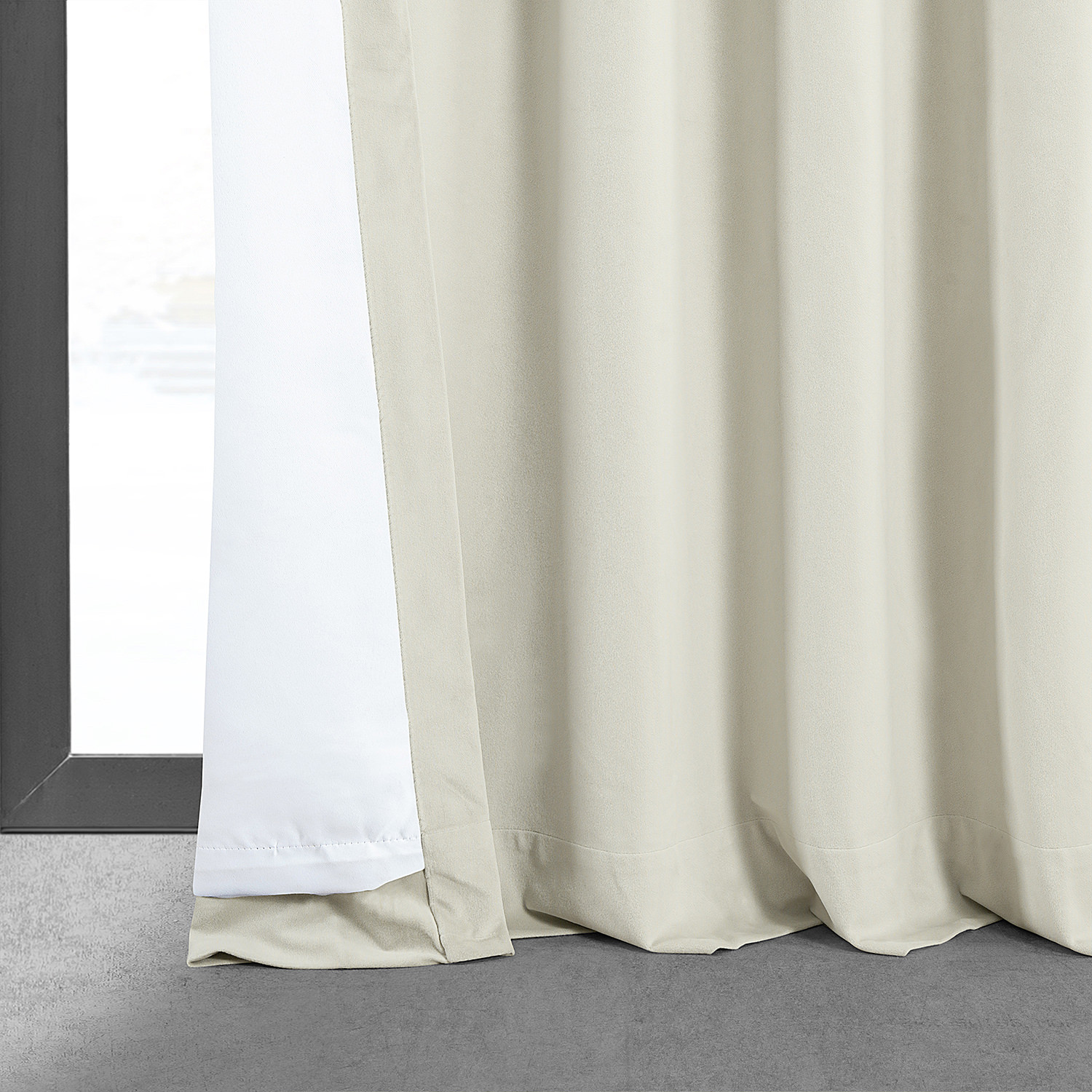 Signature Porcelain White Blackout Velvet Curtain