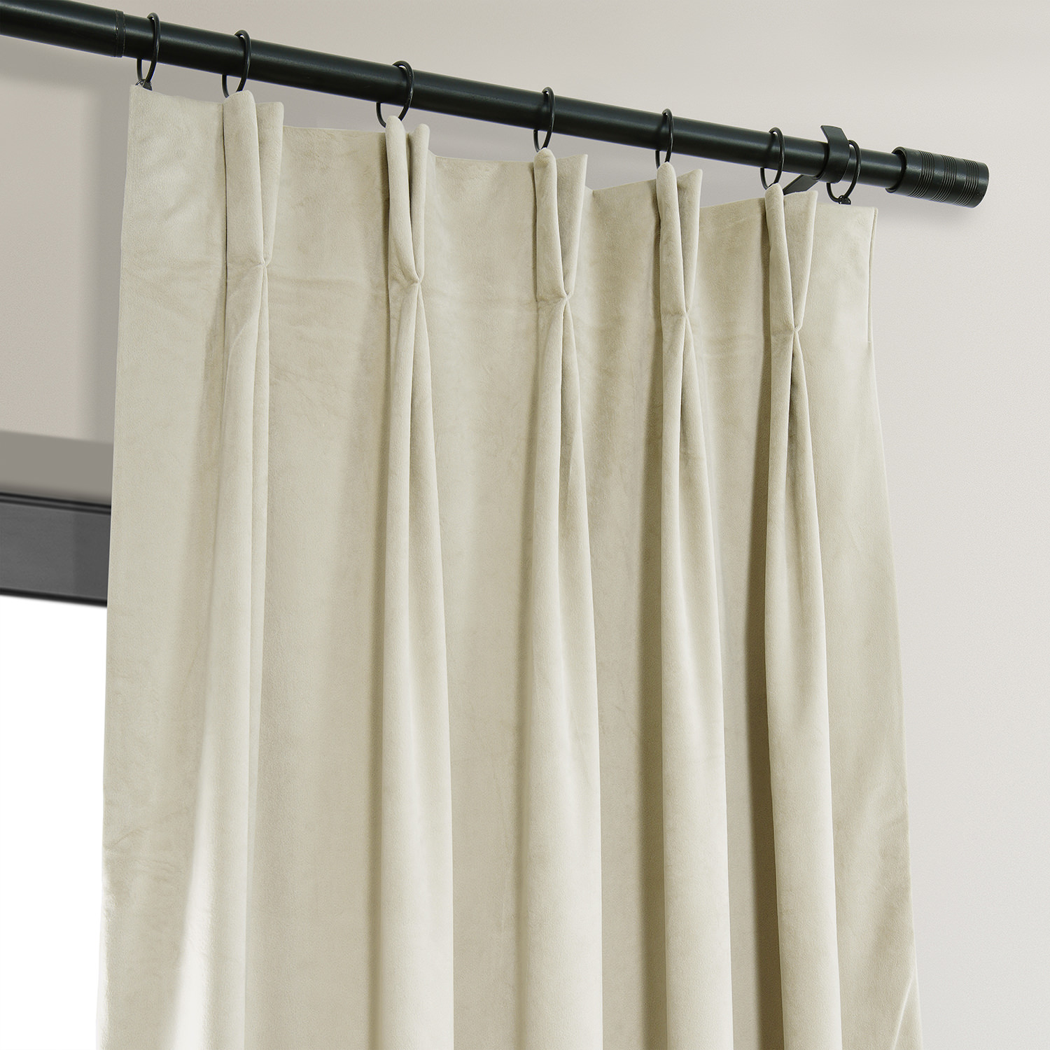 Signature Alabaster Beige Pleated Blackout Velvet Curtain