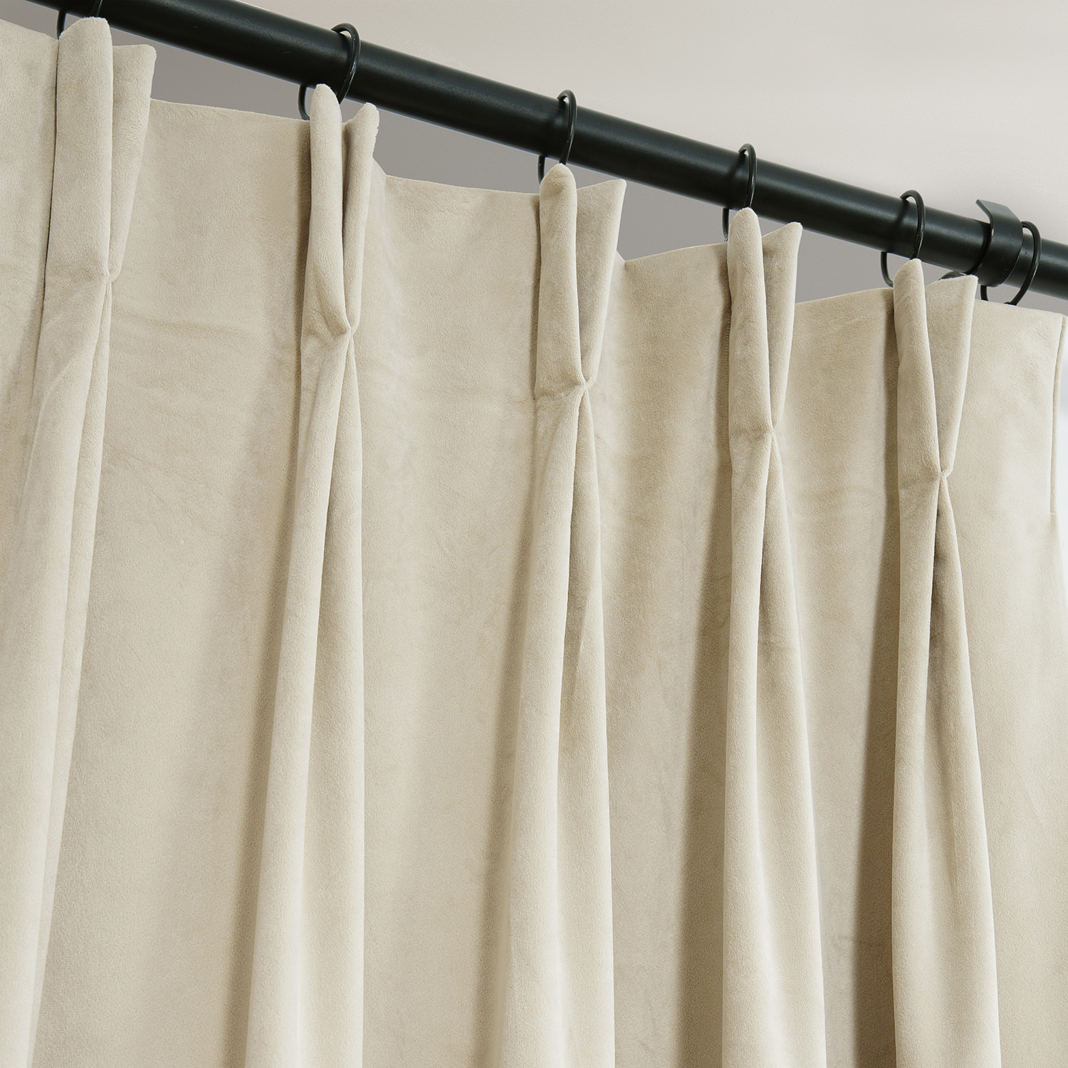 Signature Alabaster Beige Pleated Blackout Velvet Curtain