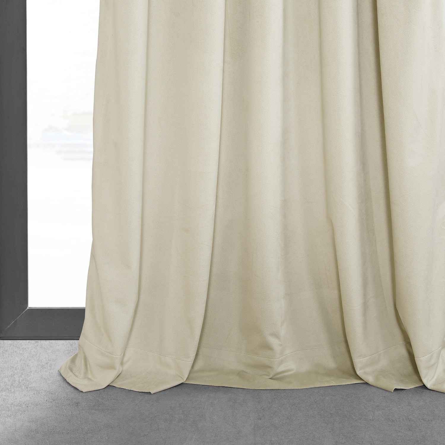 Signature Alabaster Beige Pleated Blackout Velvet Curtain