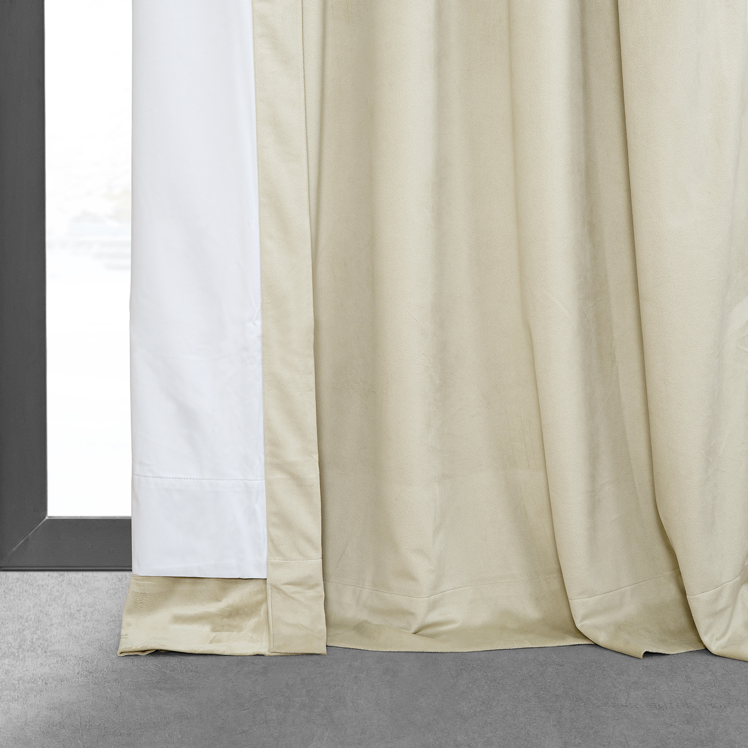 Signature Alabaster Beige Pleated Blackout Velvet Curtain