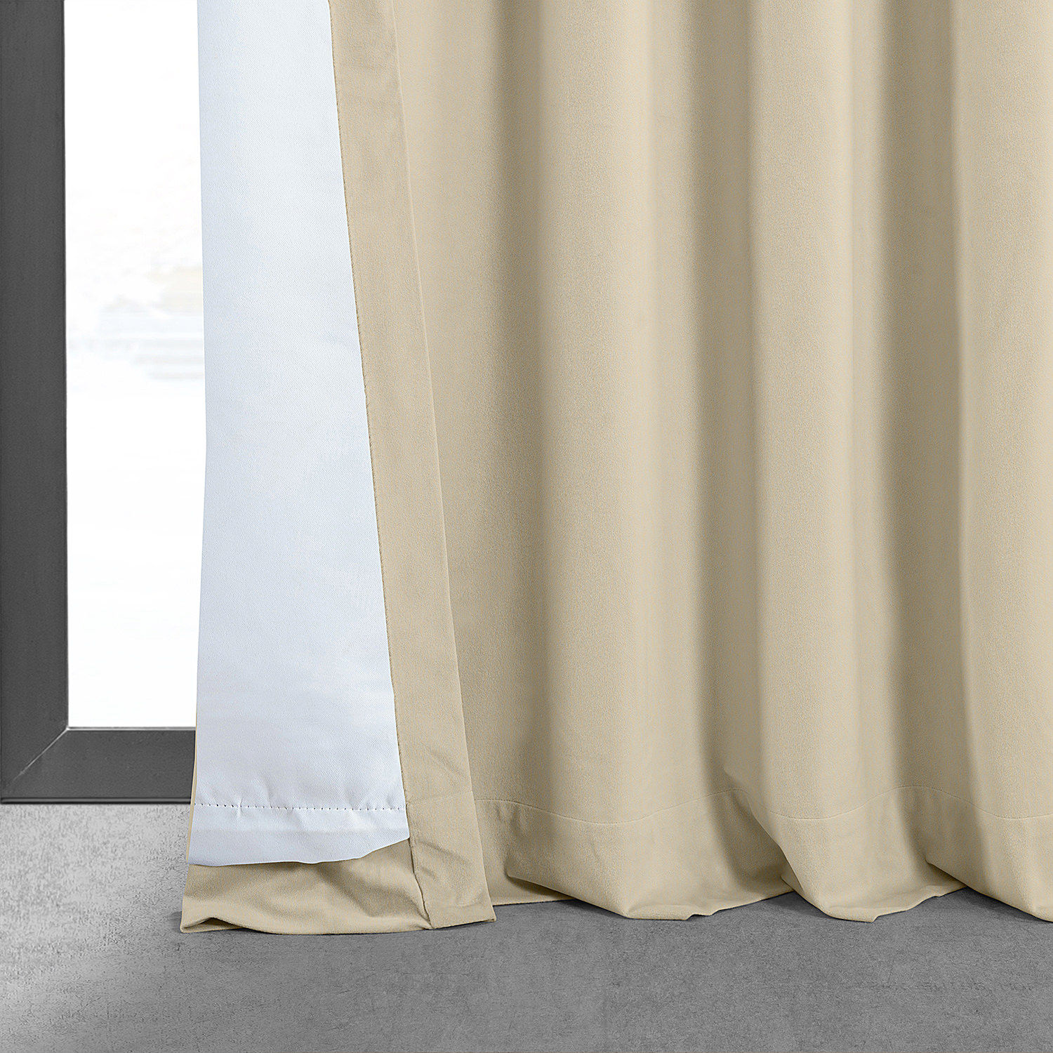 Signature Alabaster Beige Blackout Velvet Curtain