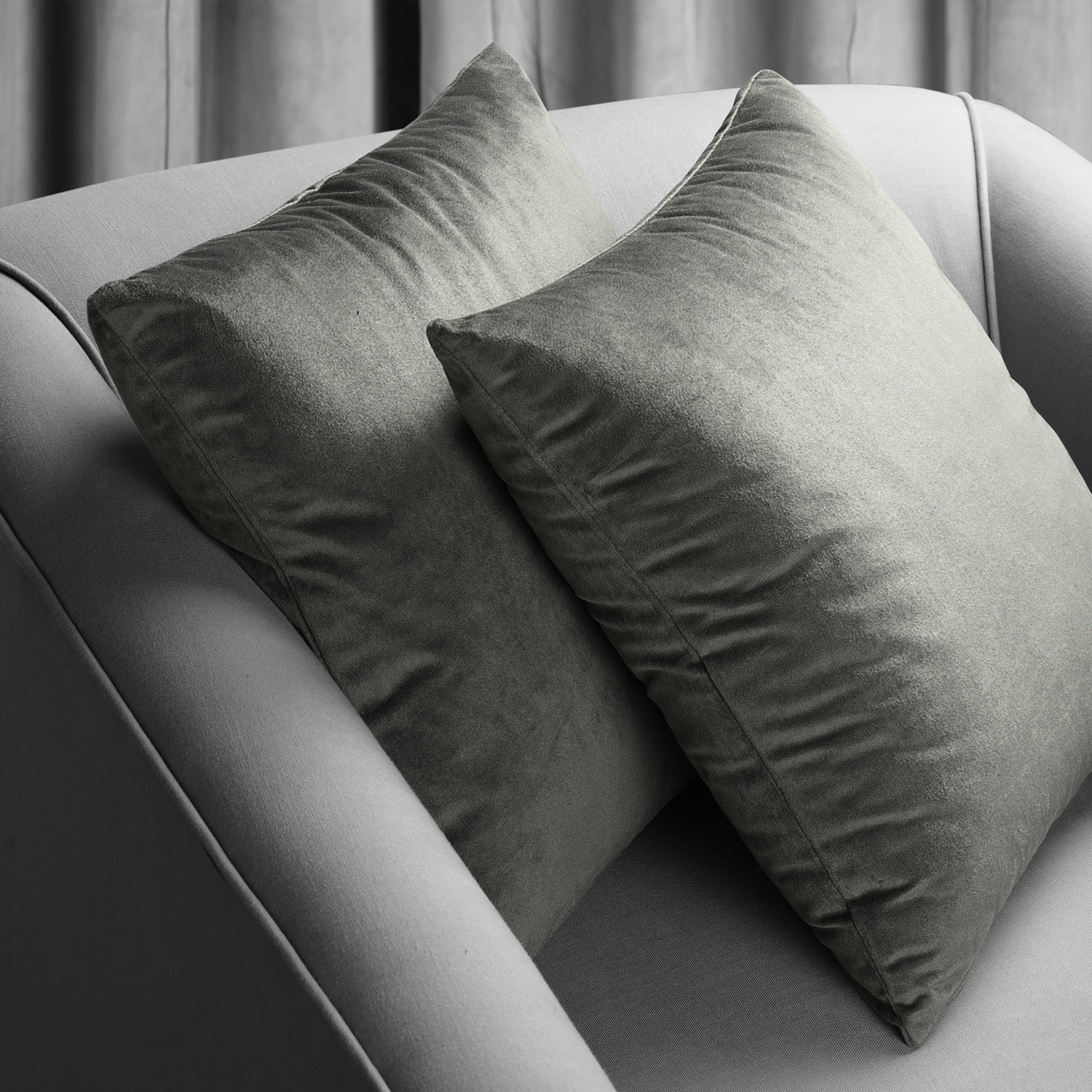 Signature Gunmetal Grey Velvet Cushion Cover - Pair