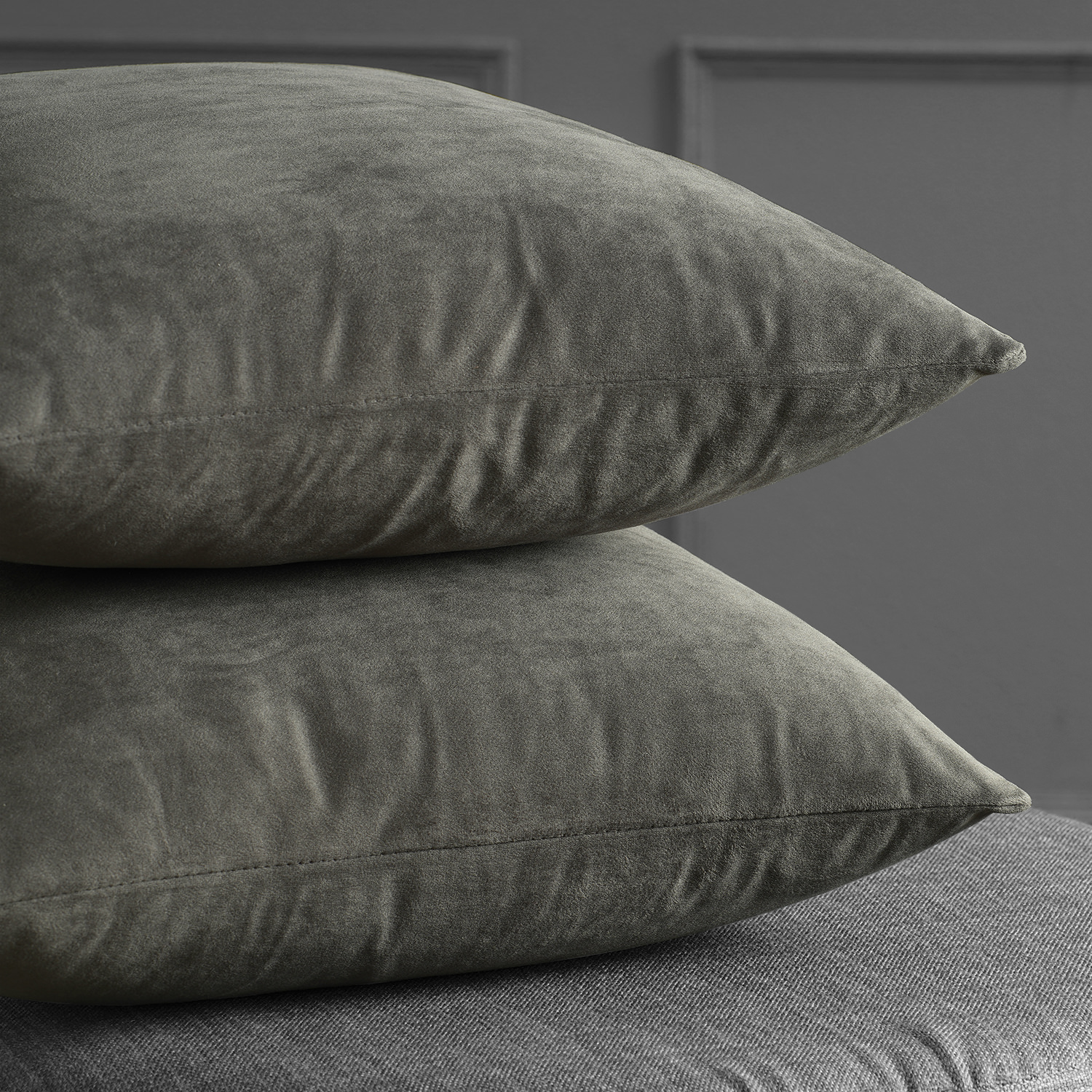 Signature Gunmetal Grey Velvet Cushion Cover - Pair