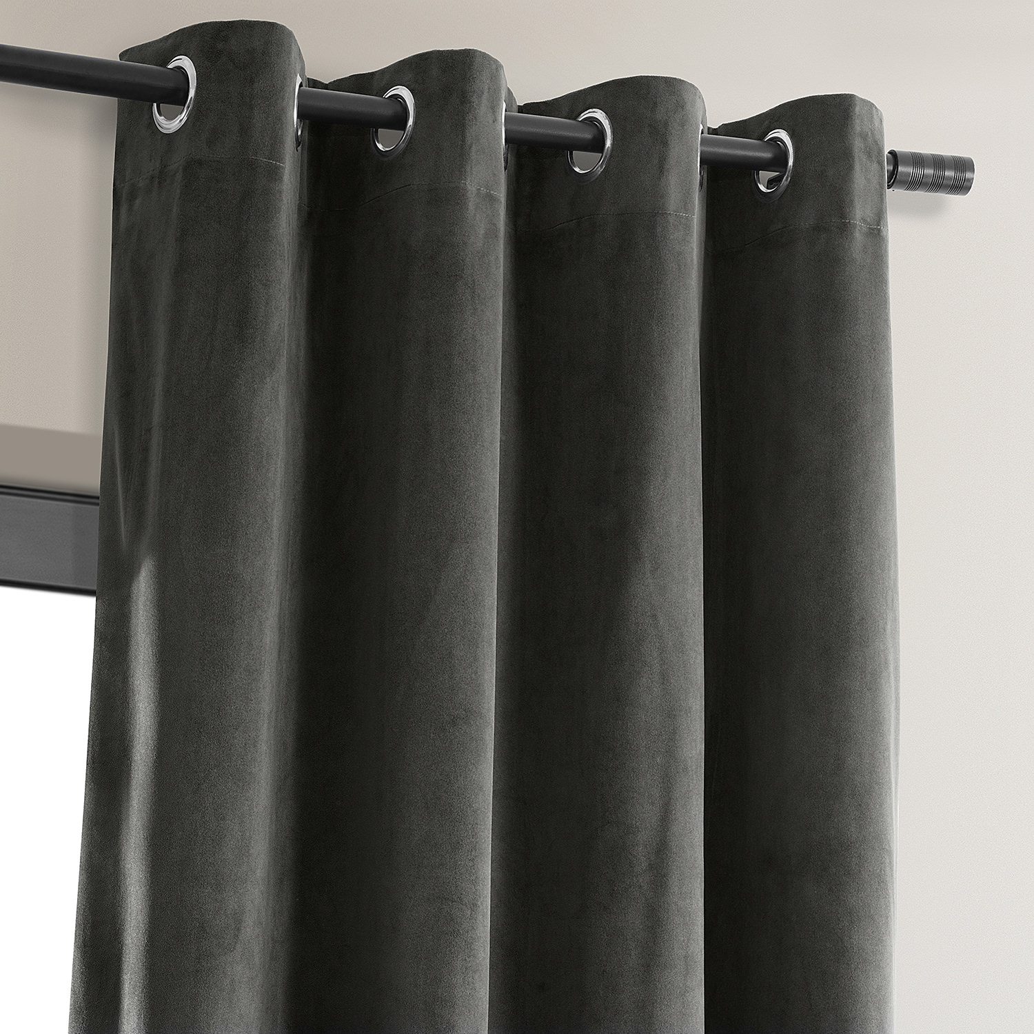 Signature Gunmetal Grey Grommet Blackout Velvet Curtain