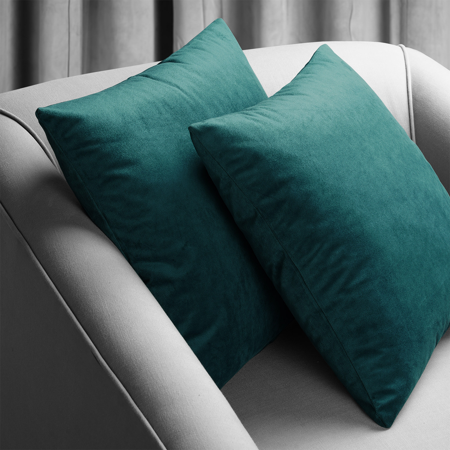 Signature Everglade Teal Velvet Cushion Cover - Pair