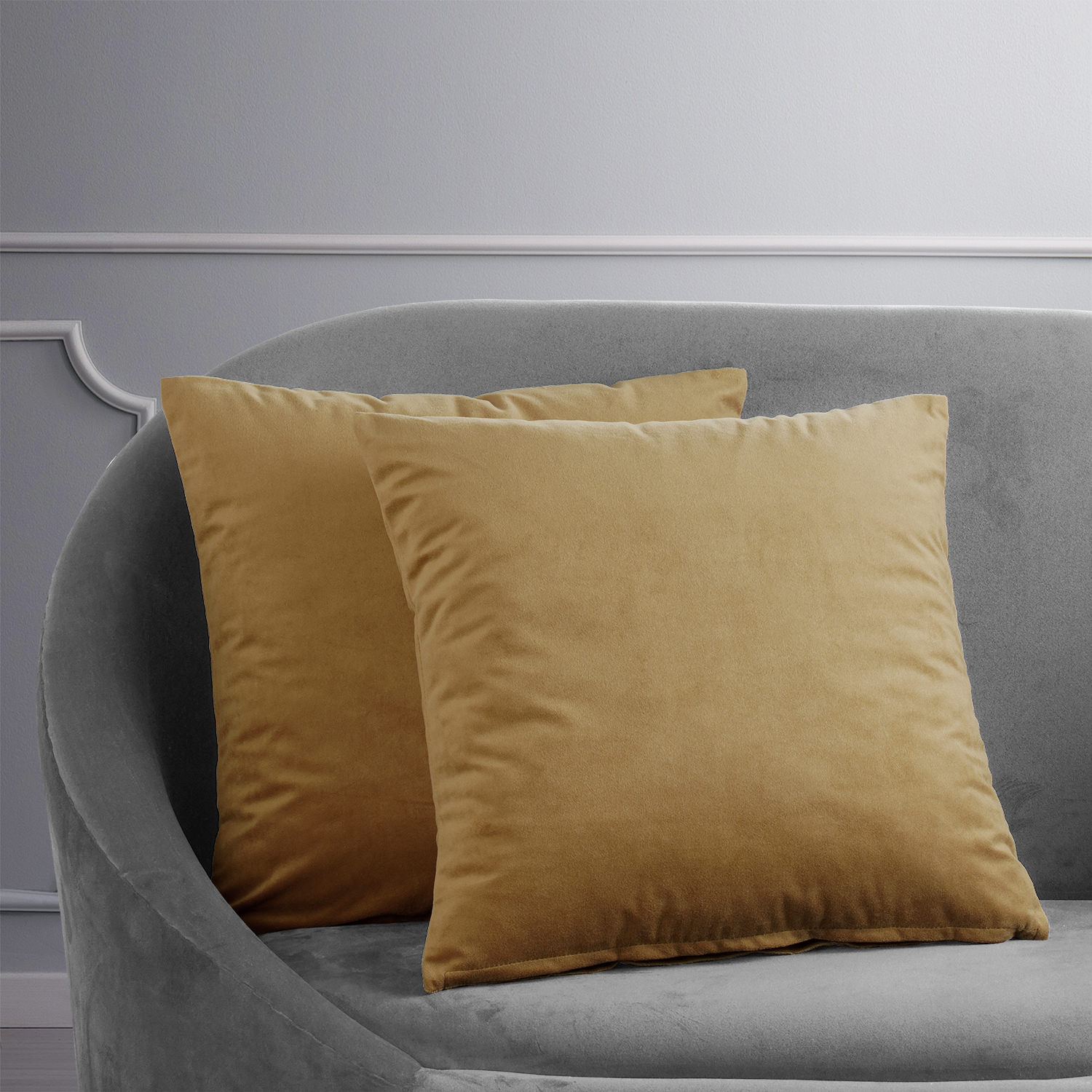 Signature Amber Gold Velvet Cushion Cover - Pair