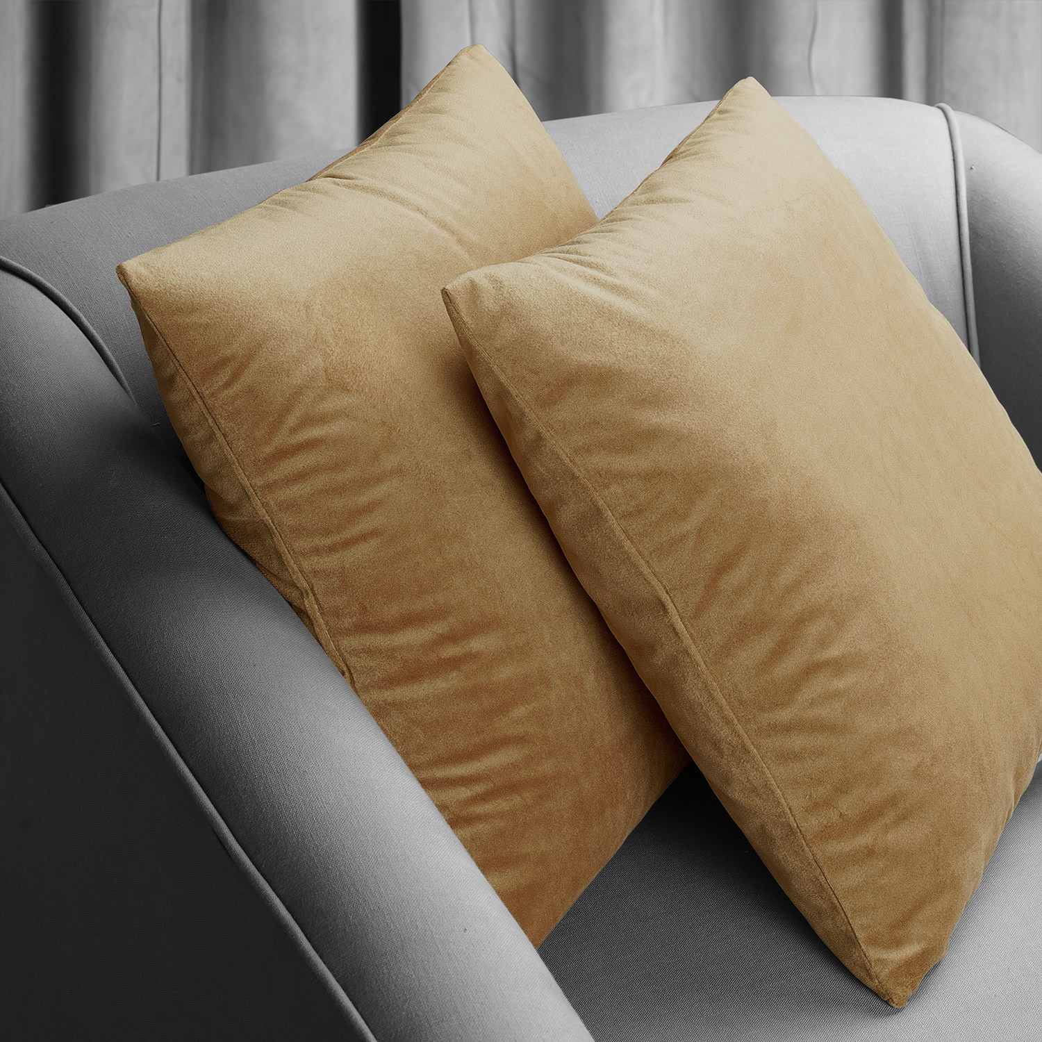 Signature Amber Gold Velvet Cushion Cover - Pair