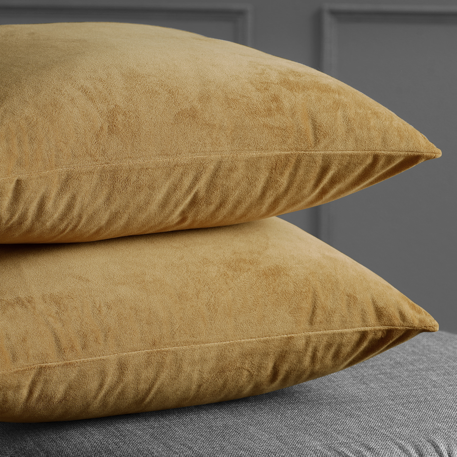 Signature Amber Gold Velvet Cushion Cover - Pair