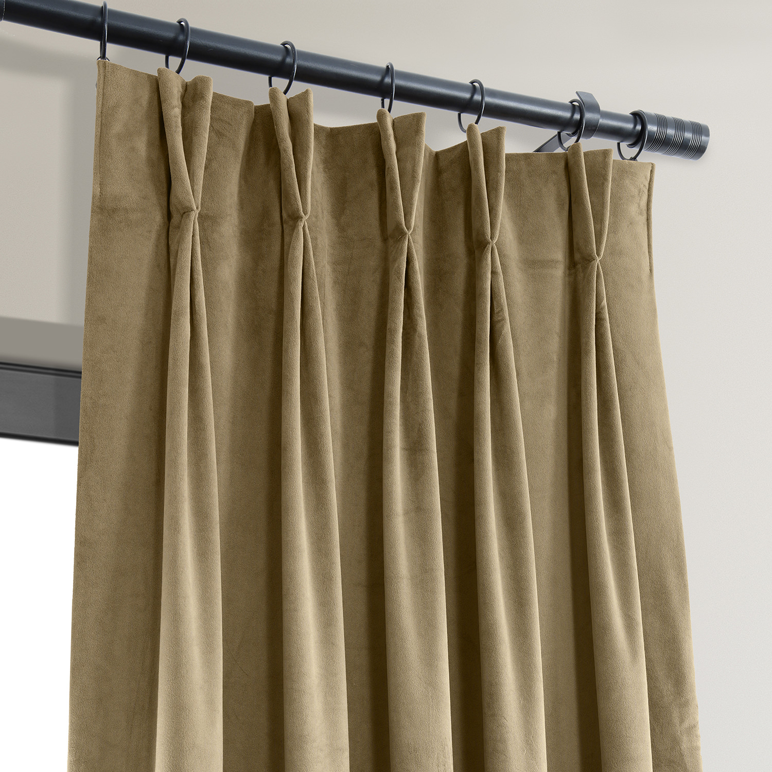 Signature Amber Gold Pleated Blackout Velvet Curtain