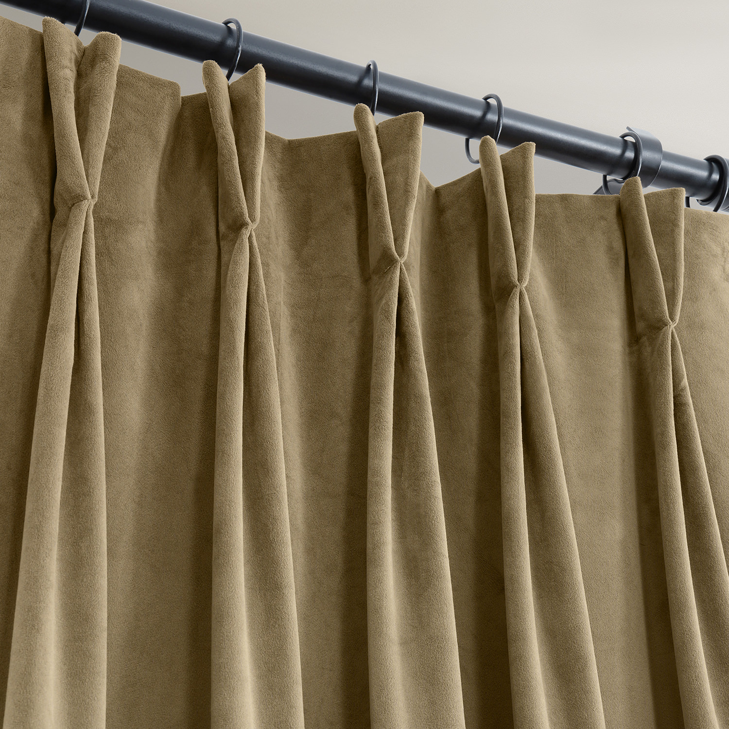 Signature Amber Gold Pleated Blackout Velvet Curtain