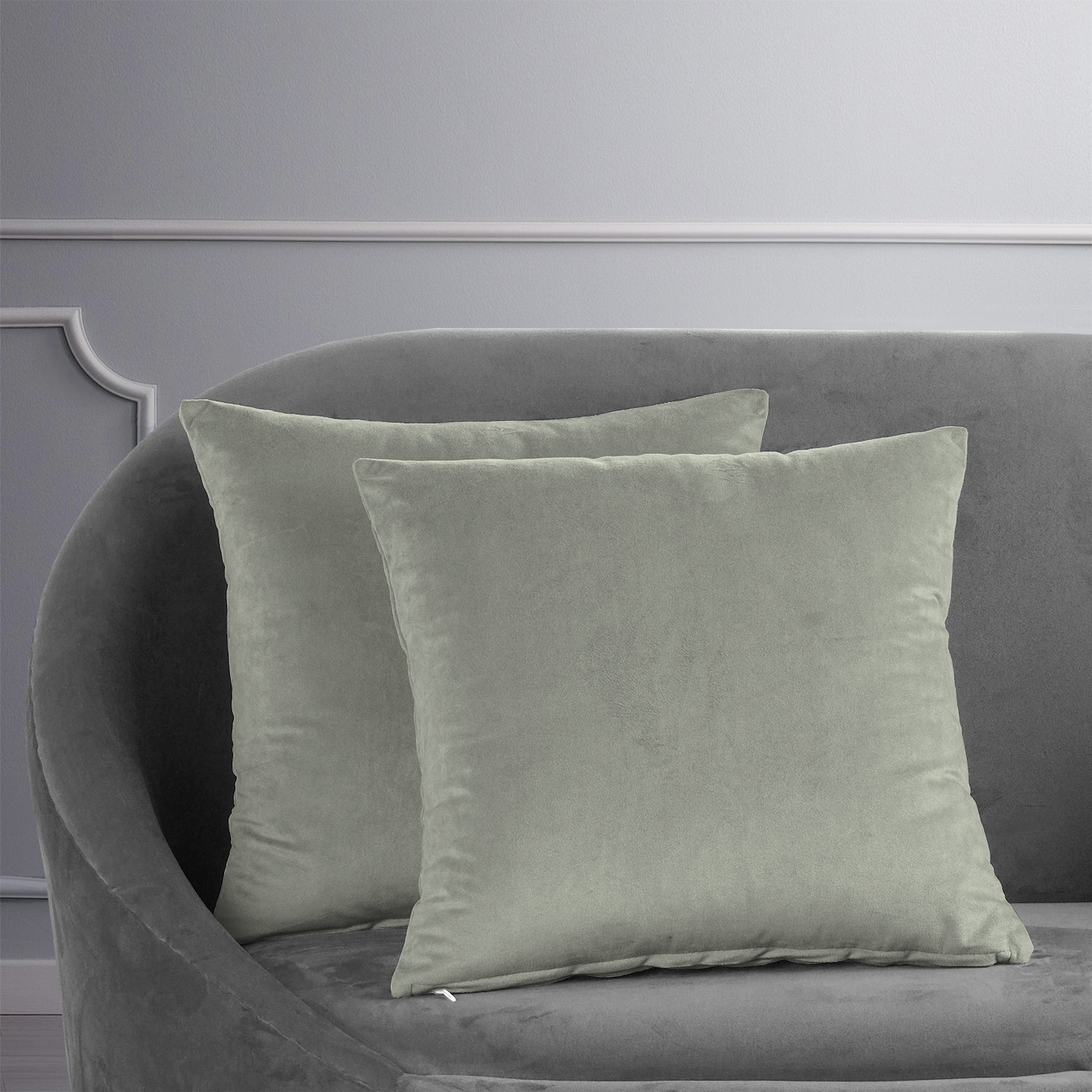 Signature Silver Grey Velvet Cushion Cover - Pair