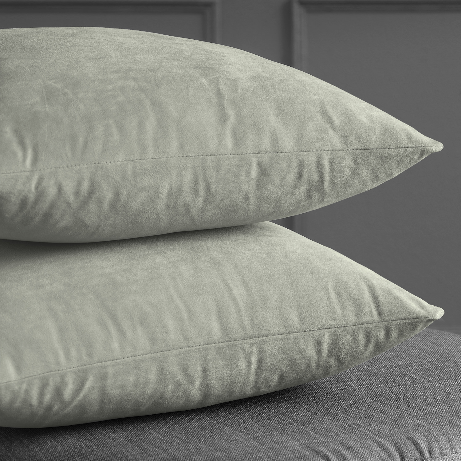 Signature Silver Grey Velvet Cushion Cover - Pair