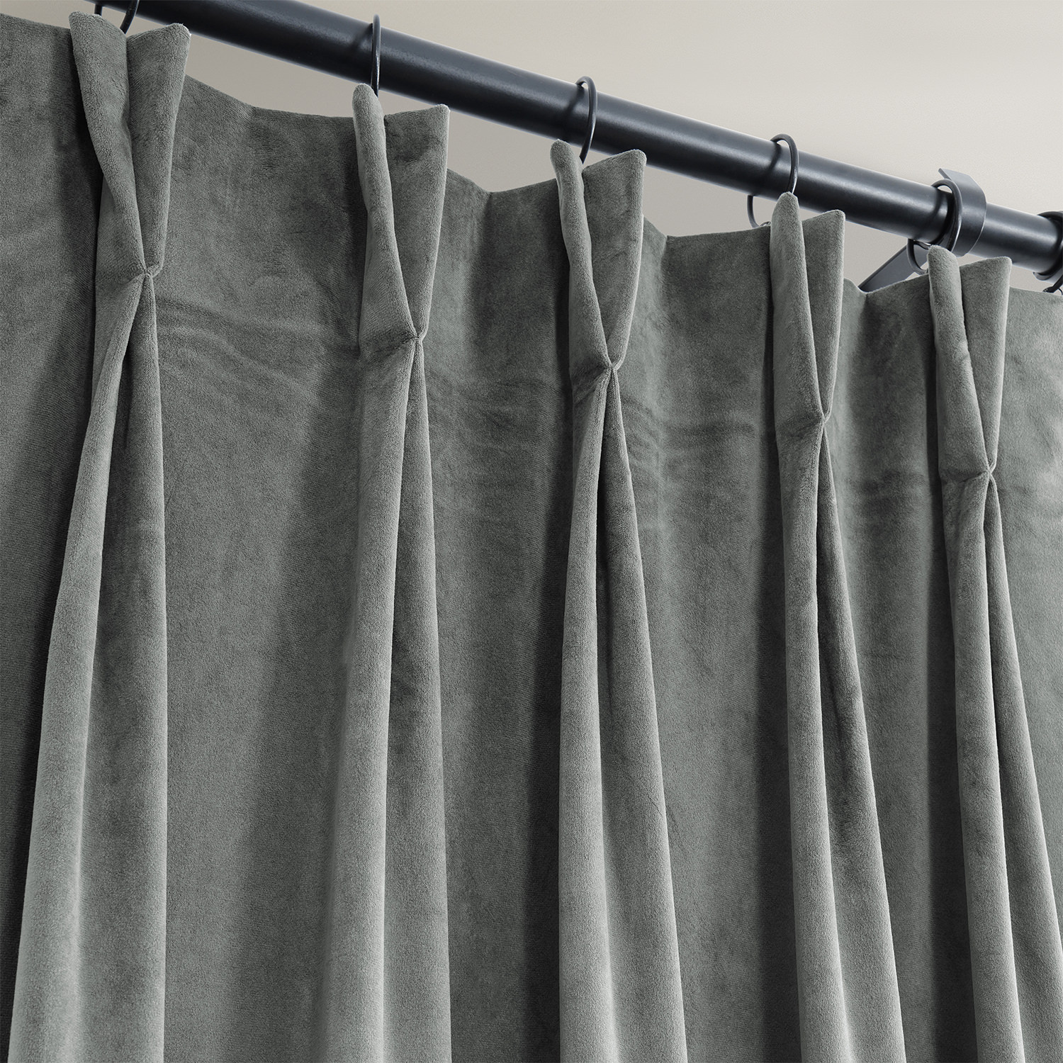 Signature Silver Grey Pleated Blackout Velvet Curtain