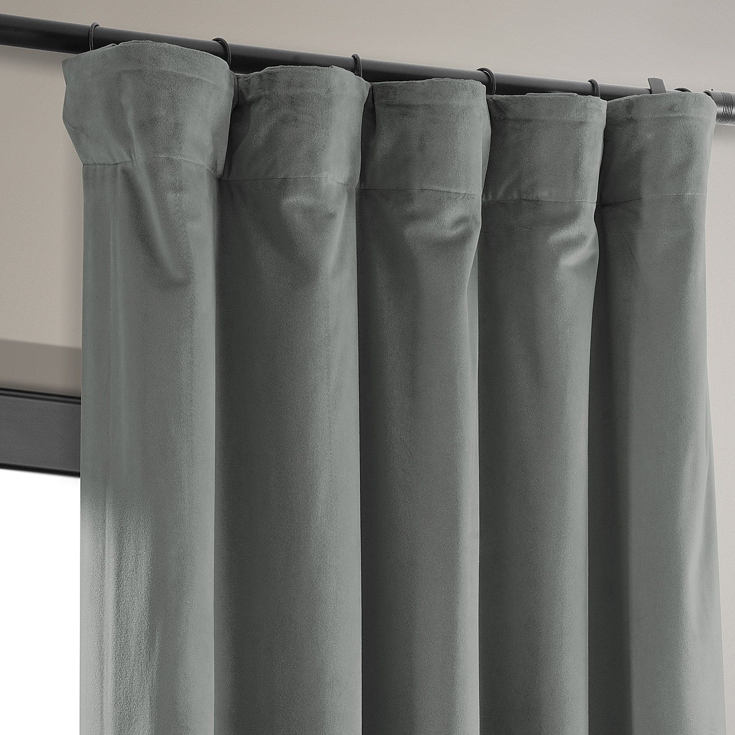 Signature Silver Grey Blackout Velvet Curtain