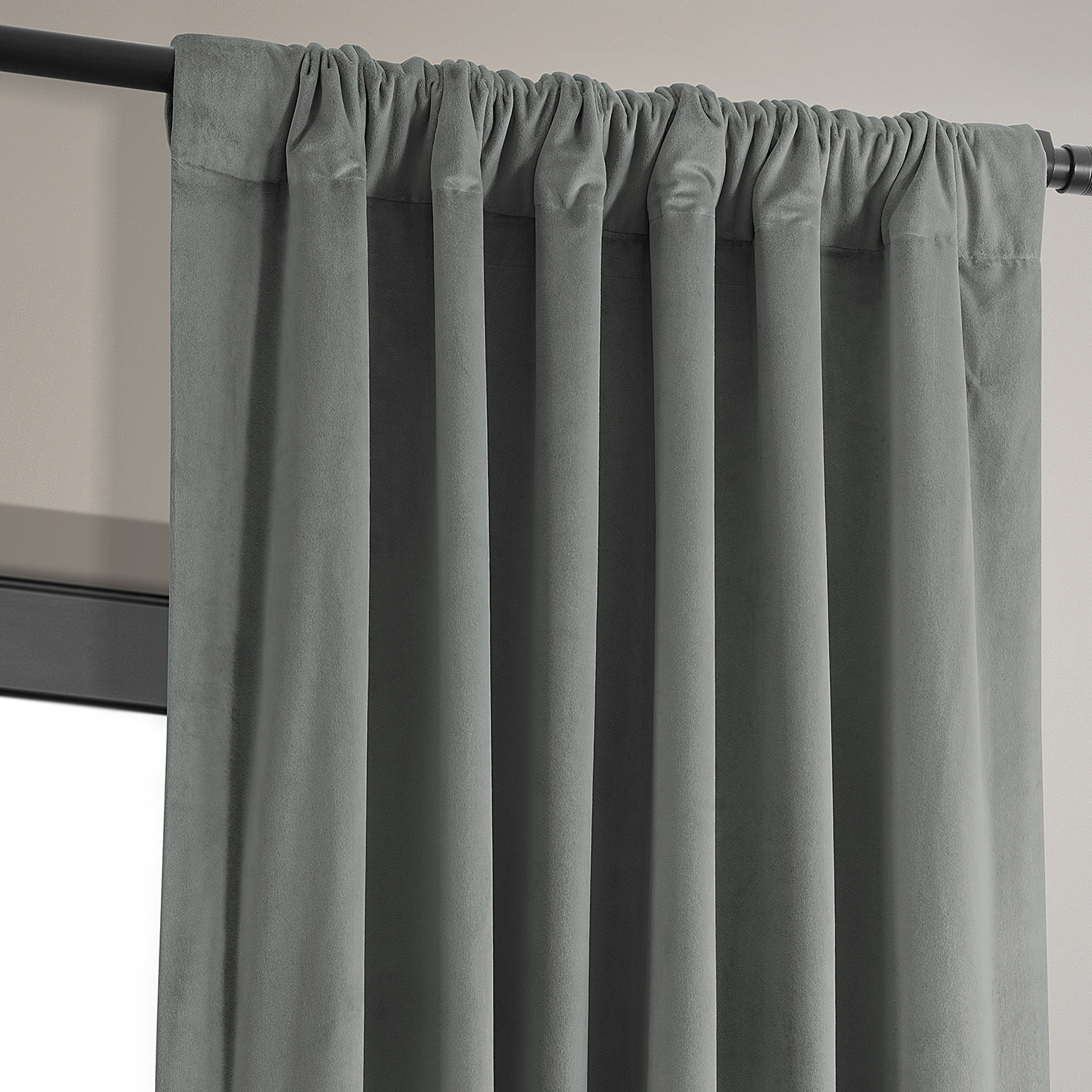 Signature Silver Grey Blackout Velvet Curtain