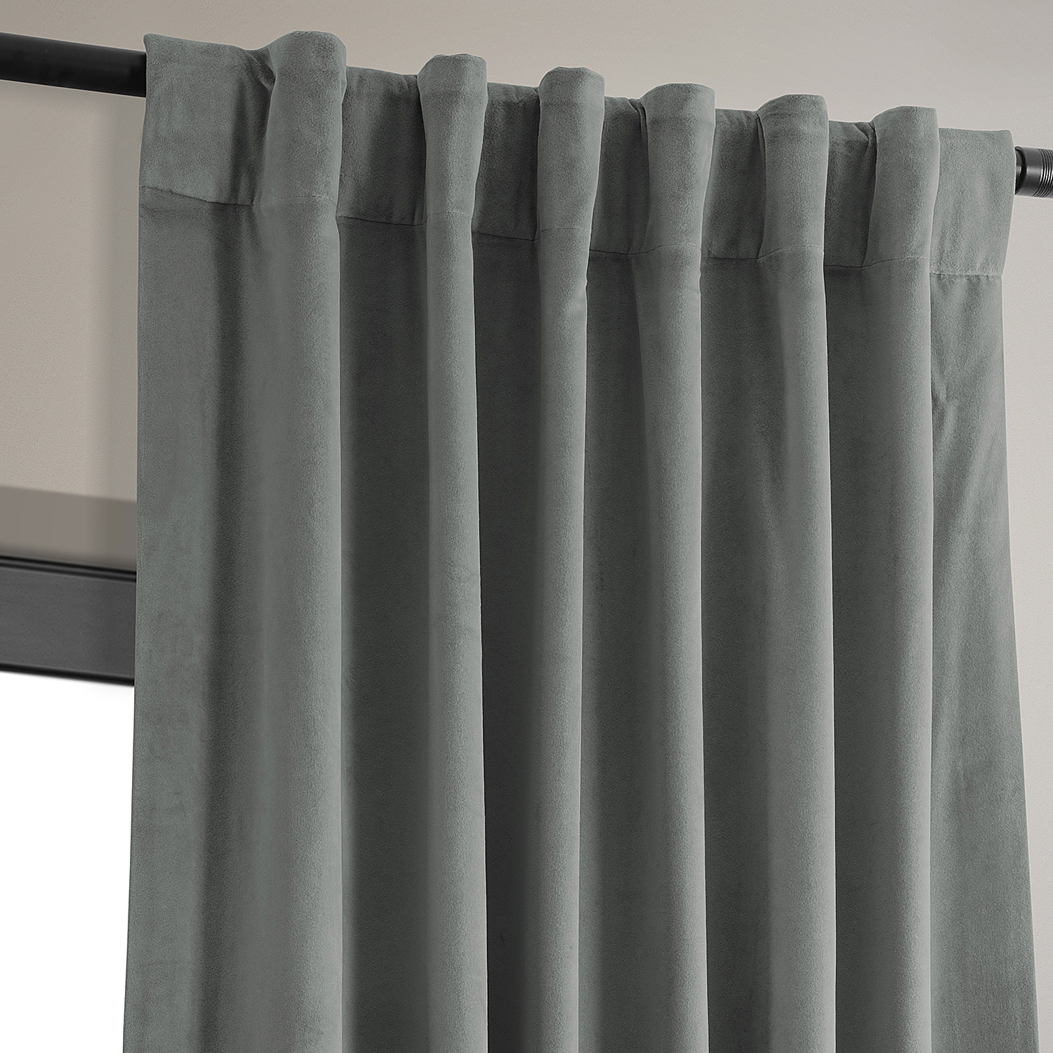 Signature Silver Grey Blackout Velvet Curtain