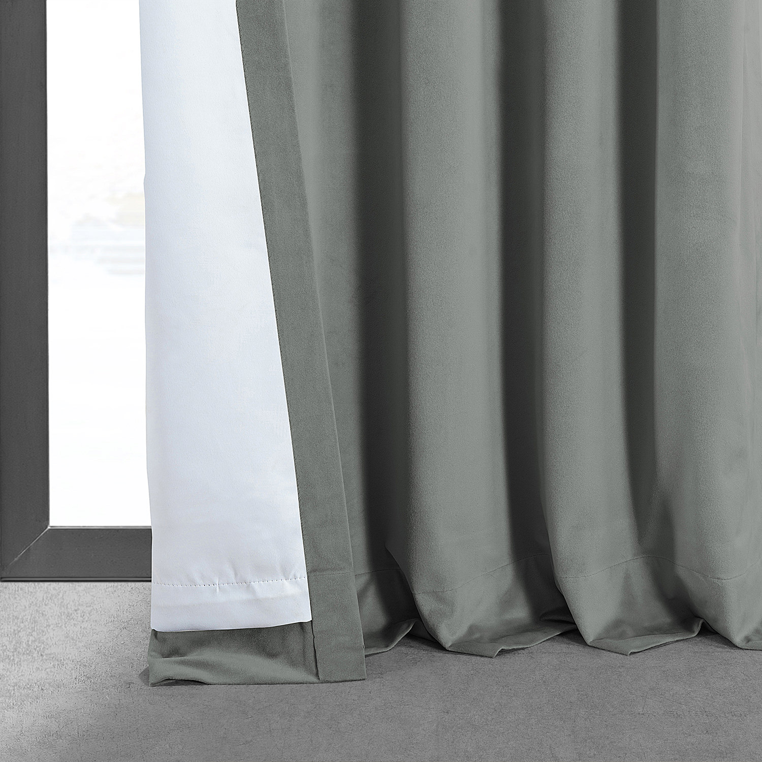 Signature Silver Grey Blackout Velvet Curtain