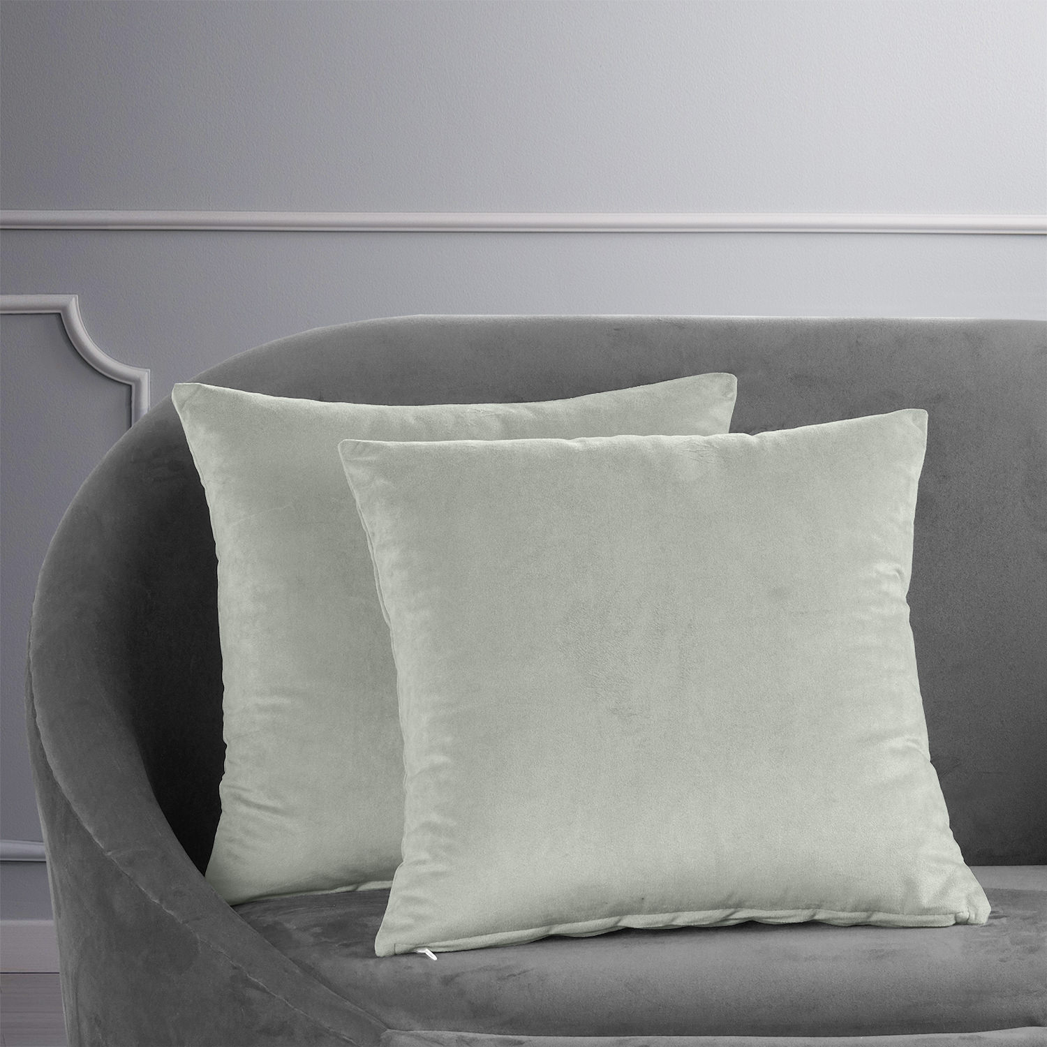 Signature Reflection Grey Velvet Cushion Cover - Pair