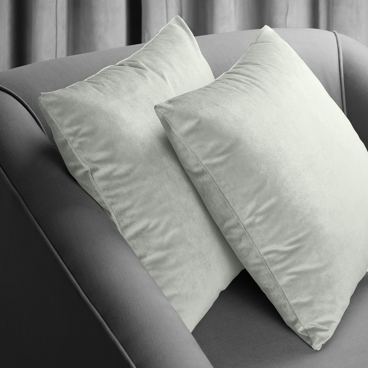 Signature Reflection Grey Velvet Cushion Cover - Pair