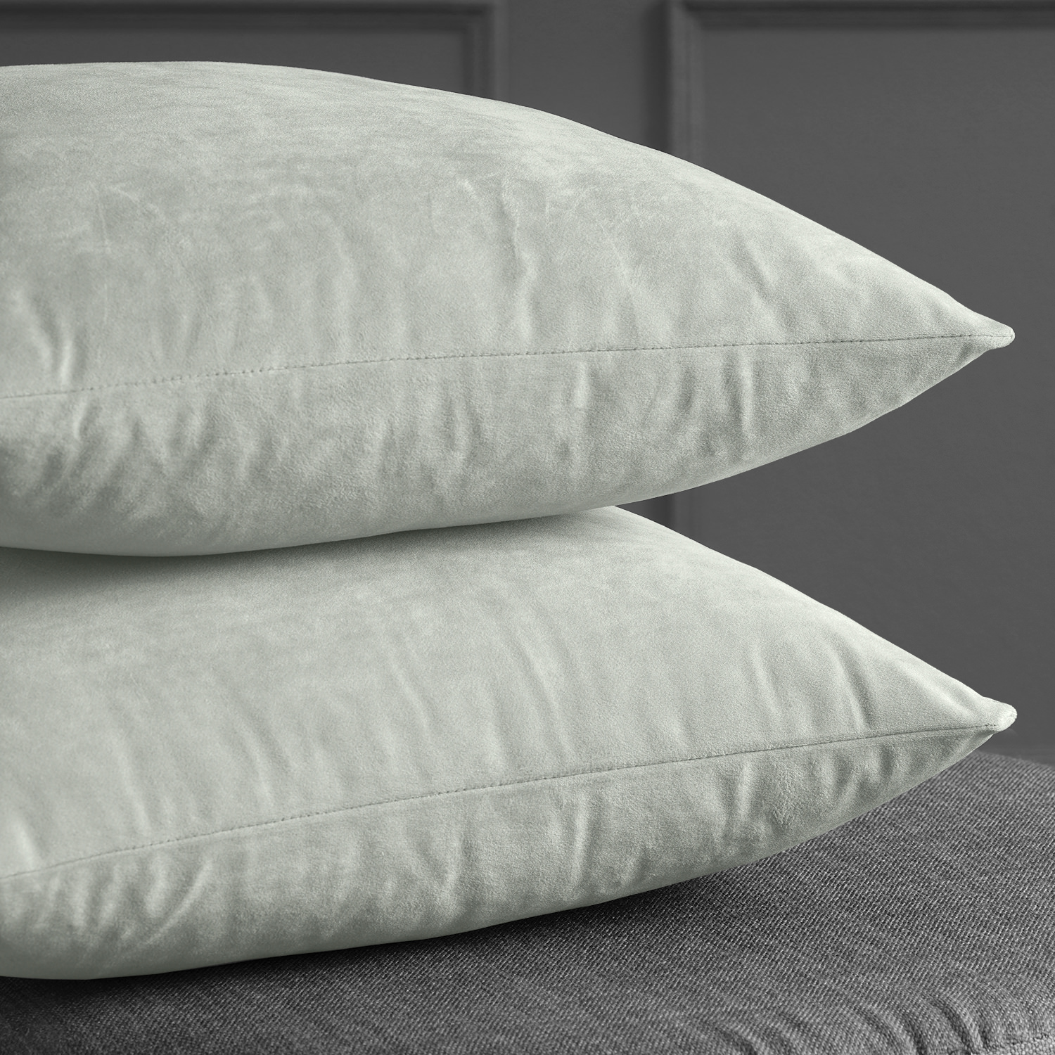 Signature Reflection Grey Velvet Cushion Cover - Pair