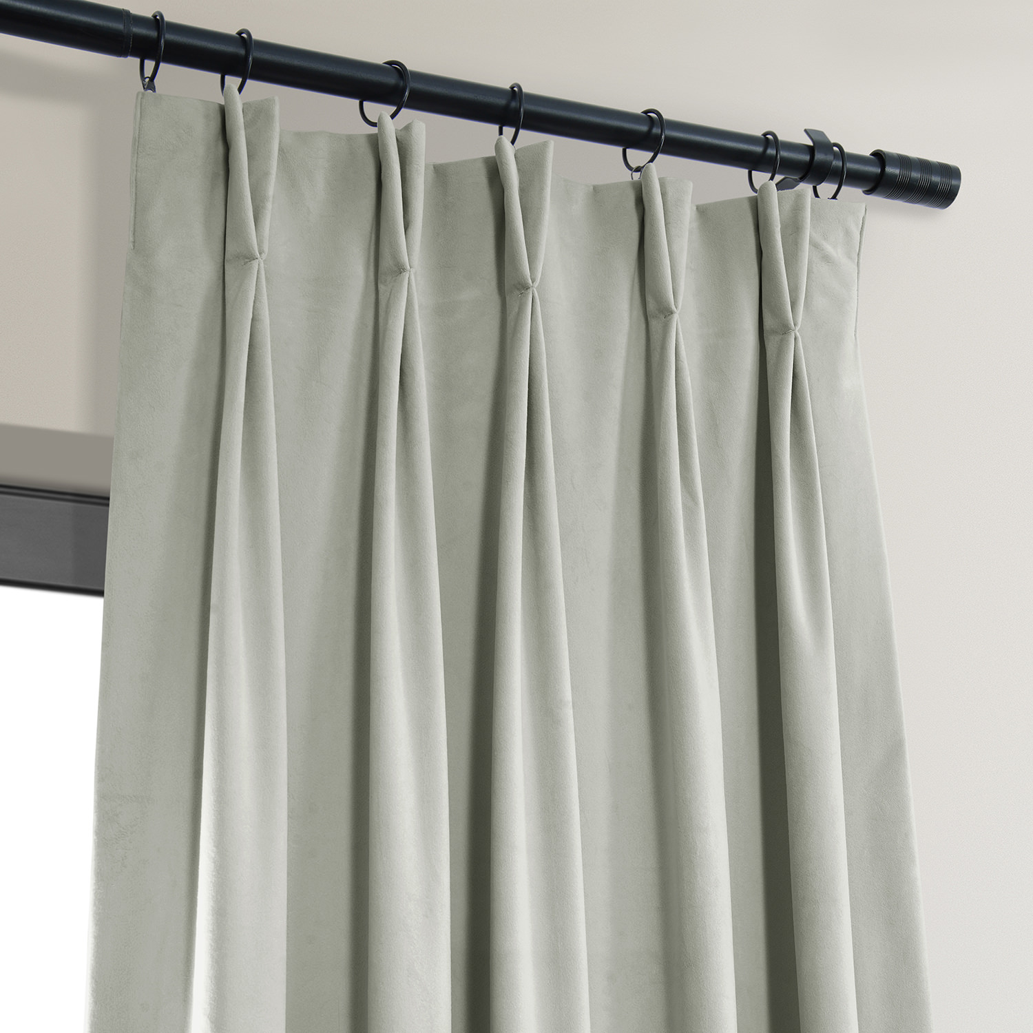 Signature Reflection Grey Pleated Blackout Velvet Curtain