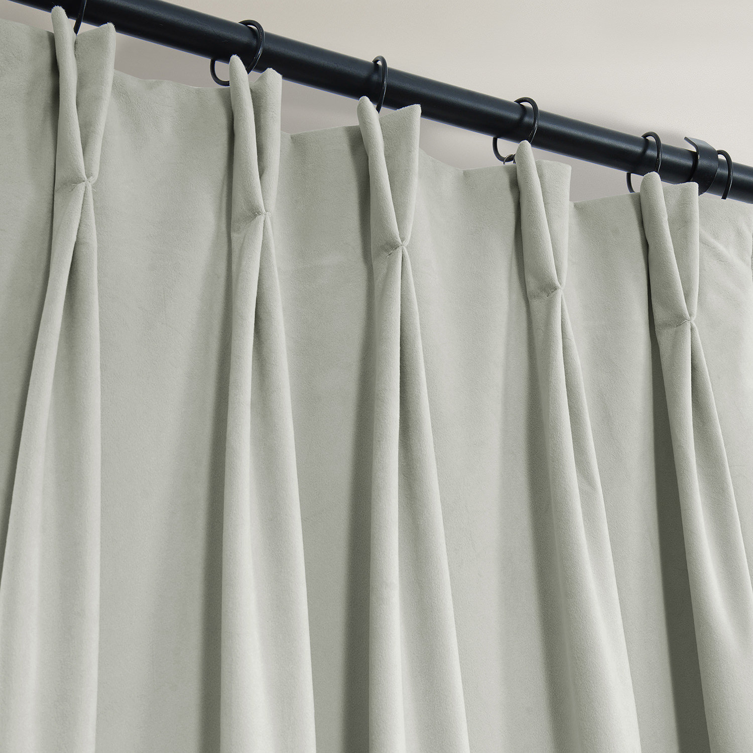 Signature Reflection Grey Pleated Blackout Velvet Curtain