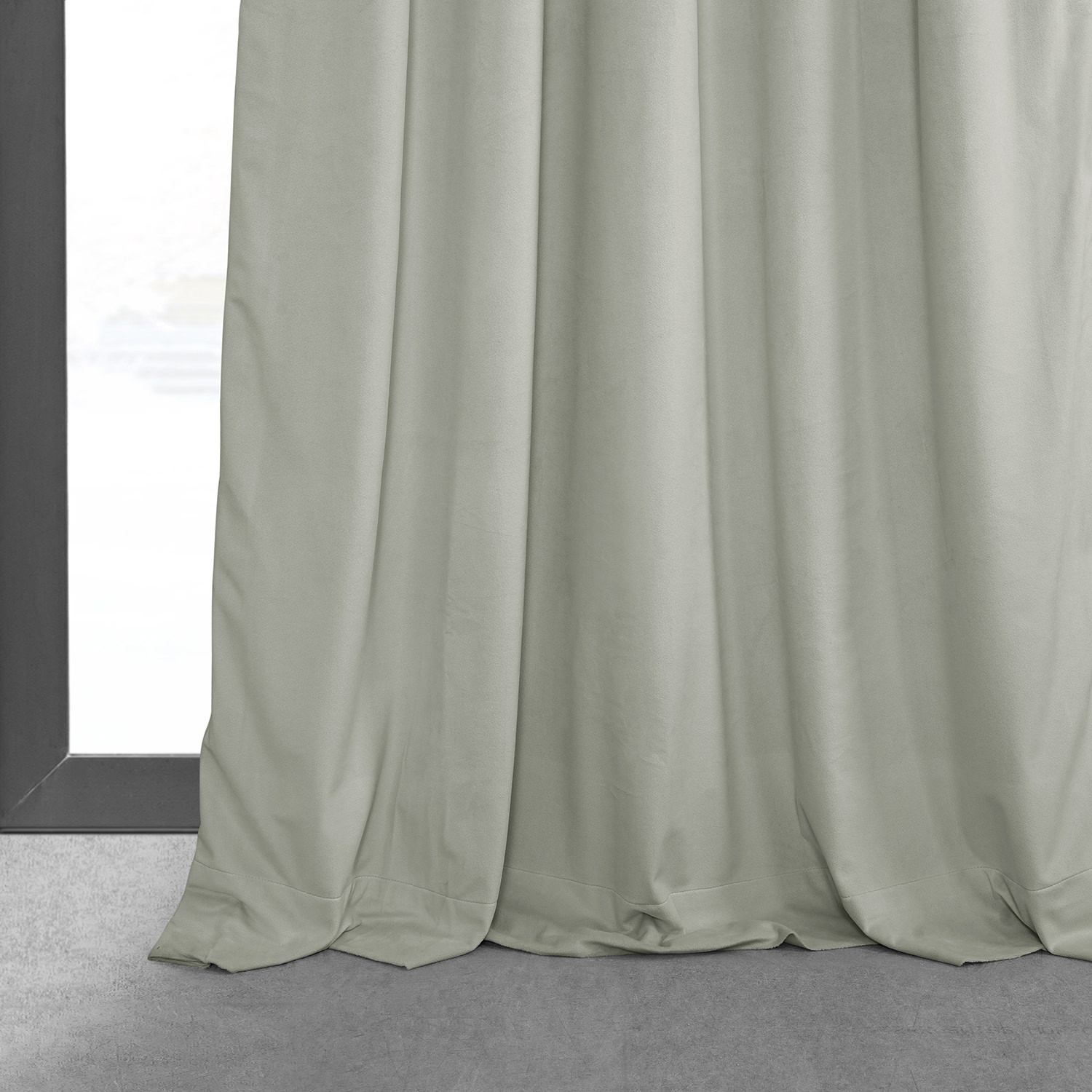 Signature Reflection Grey Pleated Blackout Velvet Curtain