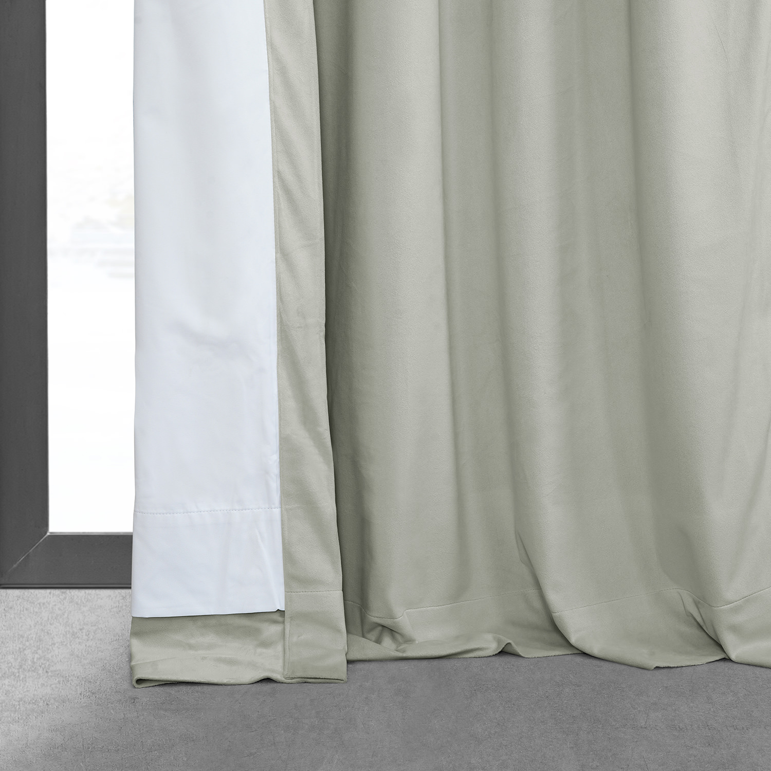 Signature Reflection Grey Pleated Blackout Velvet Curtain