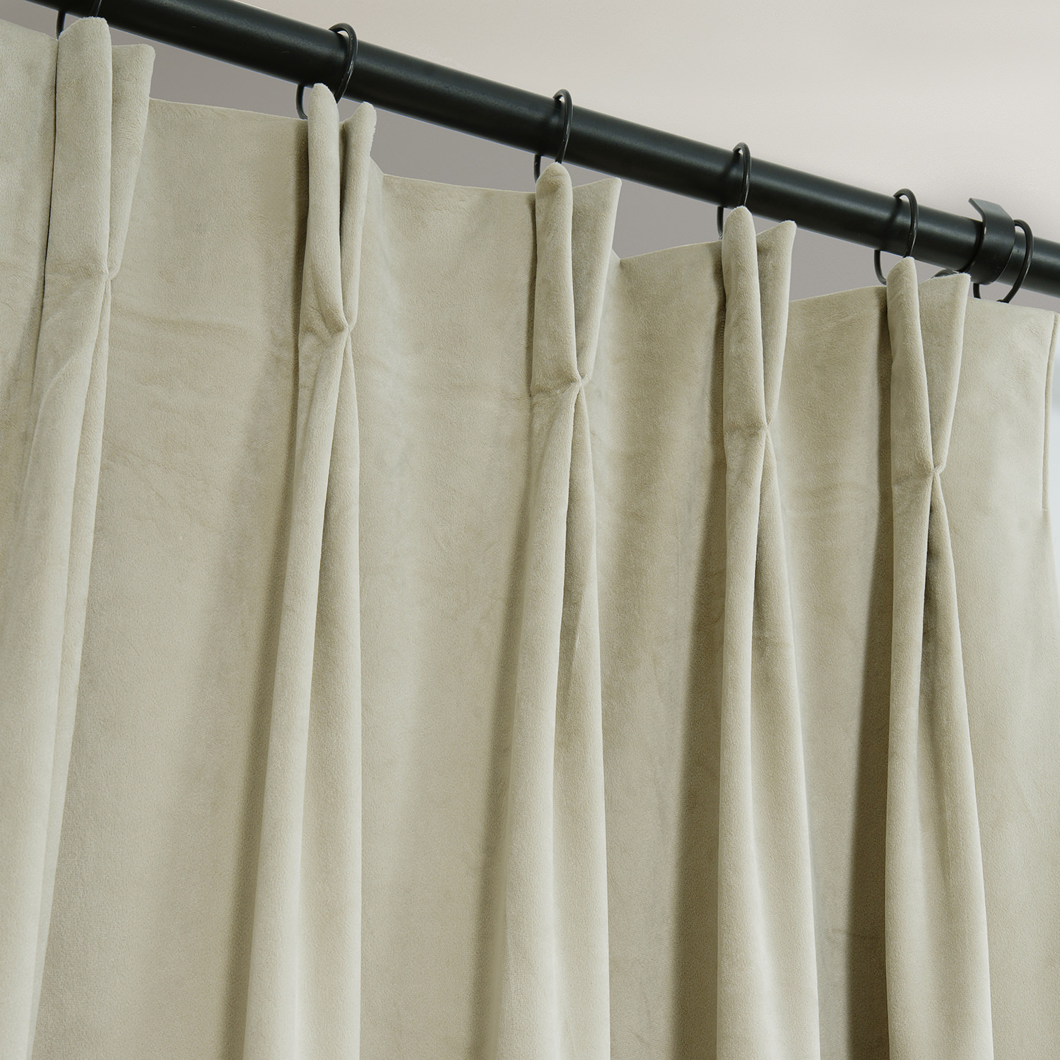 Signature Cool Beige Pleated Blackout Velvet Curtain