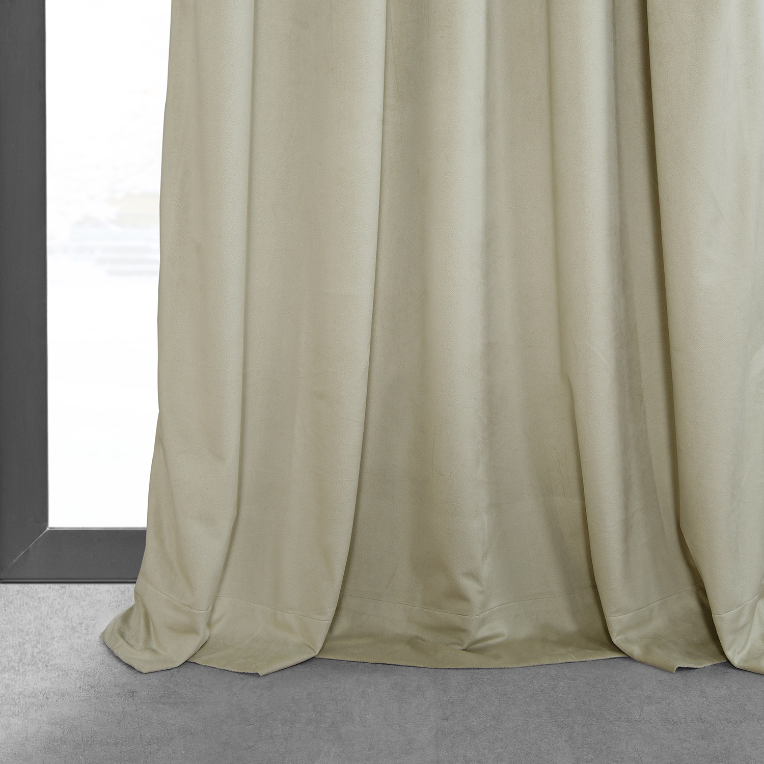 Signature Cool Beige Pleated Blackout Velvet Curtain