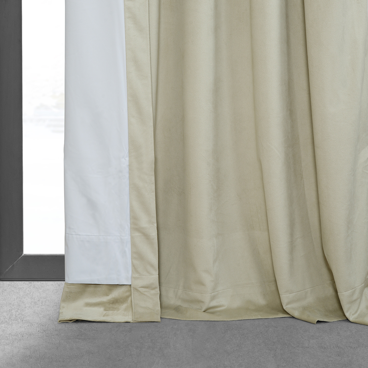 Signature Cool Beige Pleated Blackout Velvet Curtain