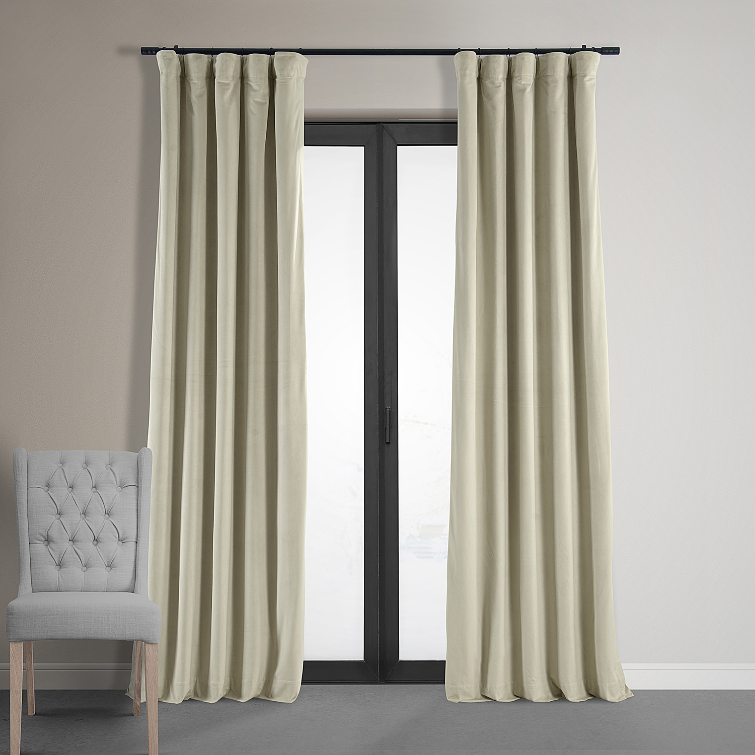 Signature Cool Beige Blackout Velvet Curtain