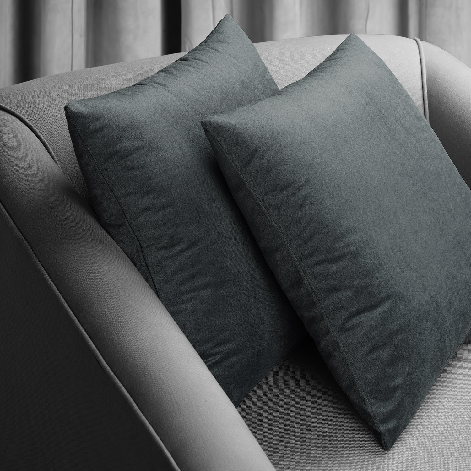 Signature Distance Blue Grey Velvet Cushion Cover - Pair