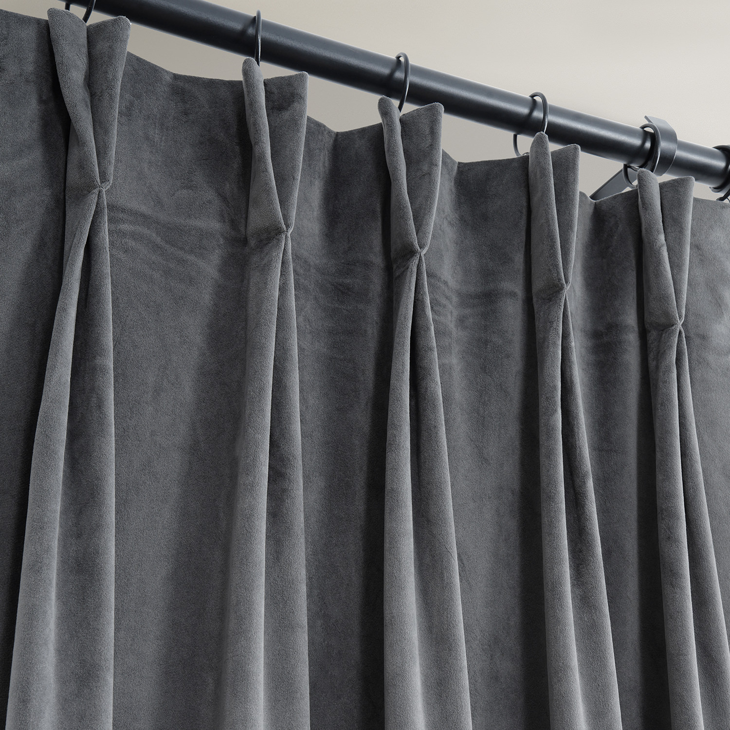 Signature Distance Blue Grey Pleated Blackout Velvet Curtain