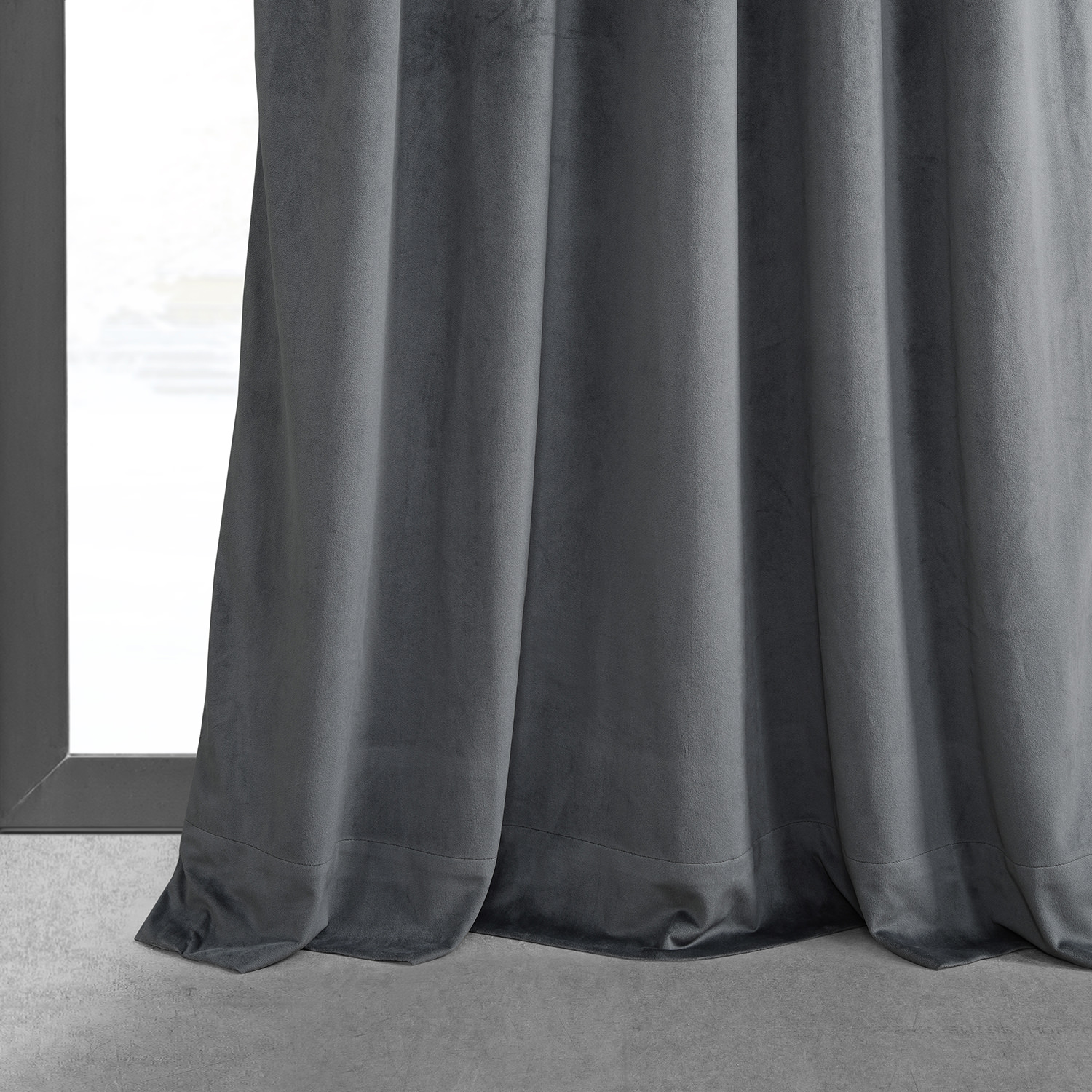 Signature Distance Blue Grey Pleated Blackout Velvet Curtain