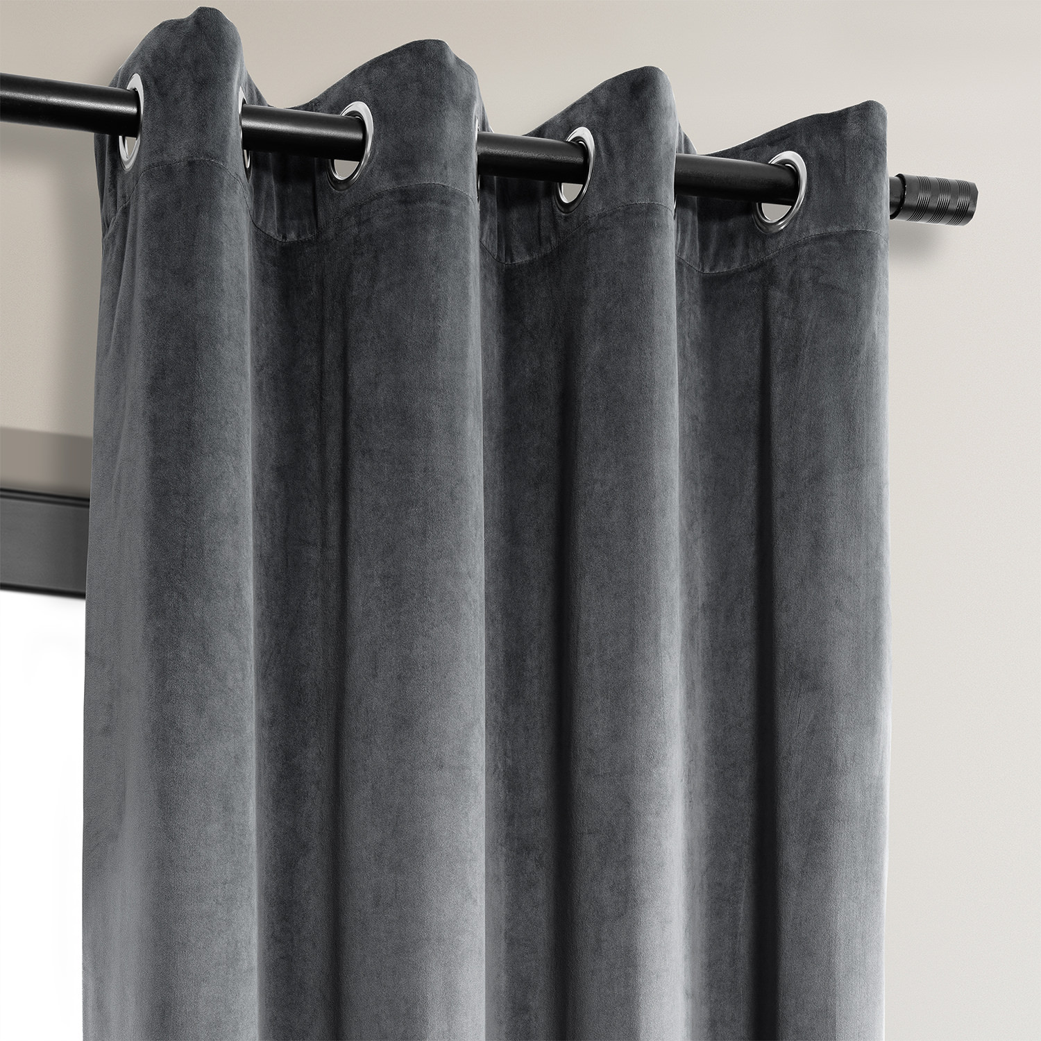 Signature Distance Blue Grey Grommet Blackout Velvet Curtain