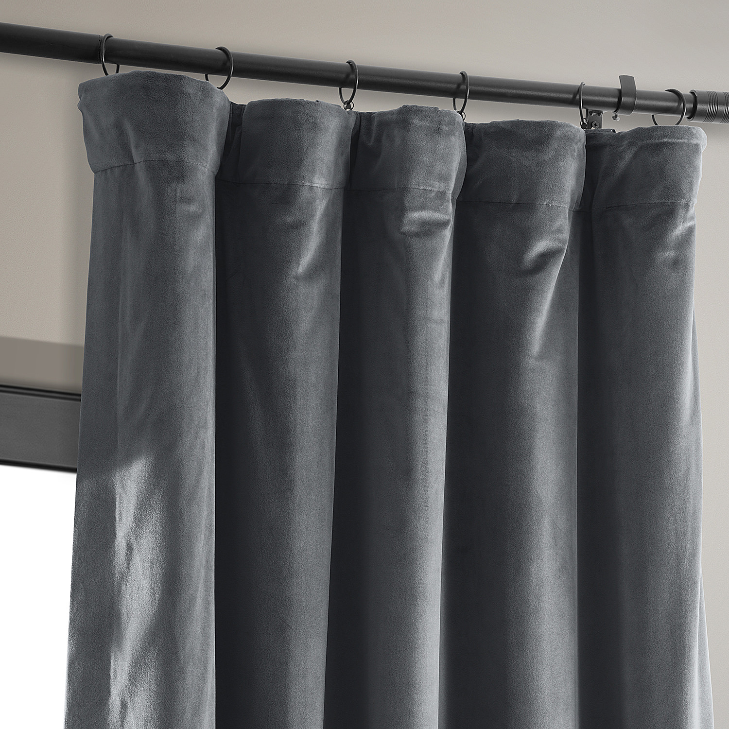 Signature Distance Blue Grey Blackout Velvet Curtain