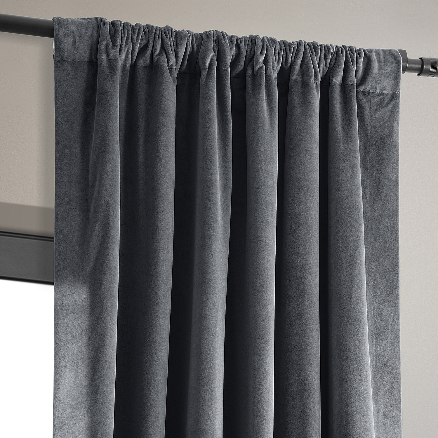 Signature Distance Blue Grey Blackout Velvet Curtain