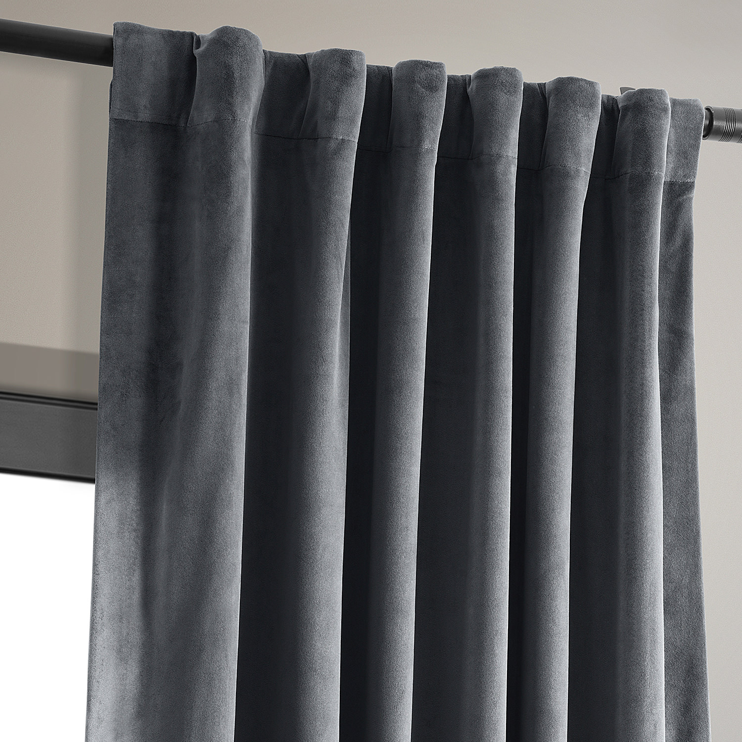 Signature Distance Blue Grey Blackout Velvet Curtain