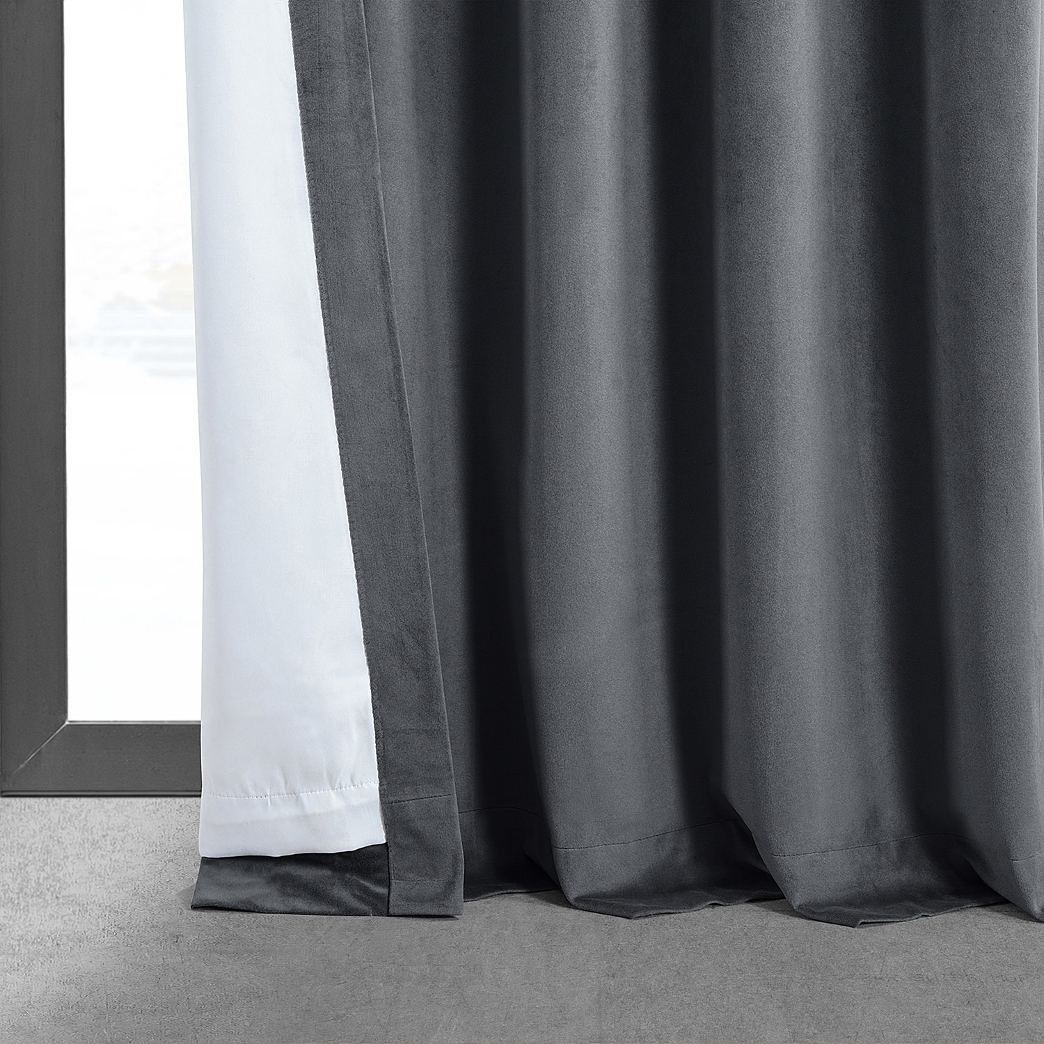 Signature Distance Blue Grey Blackout Velvet Curtain