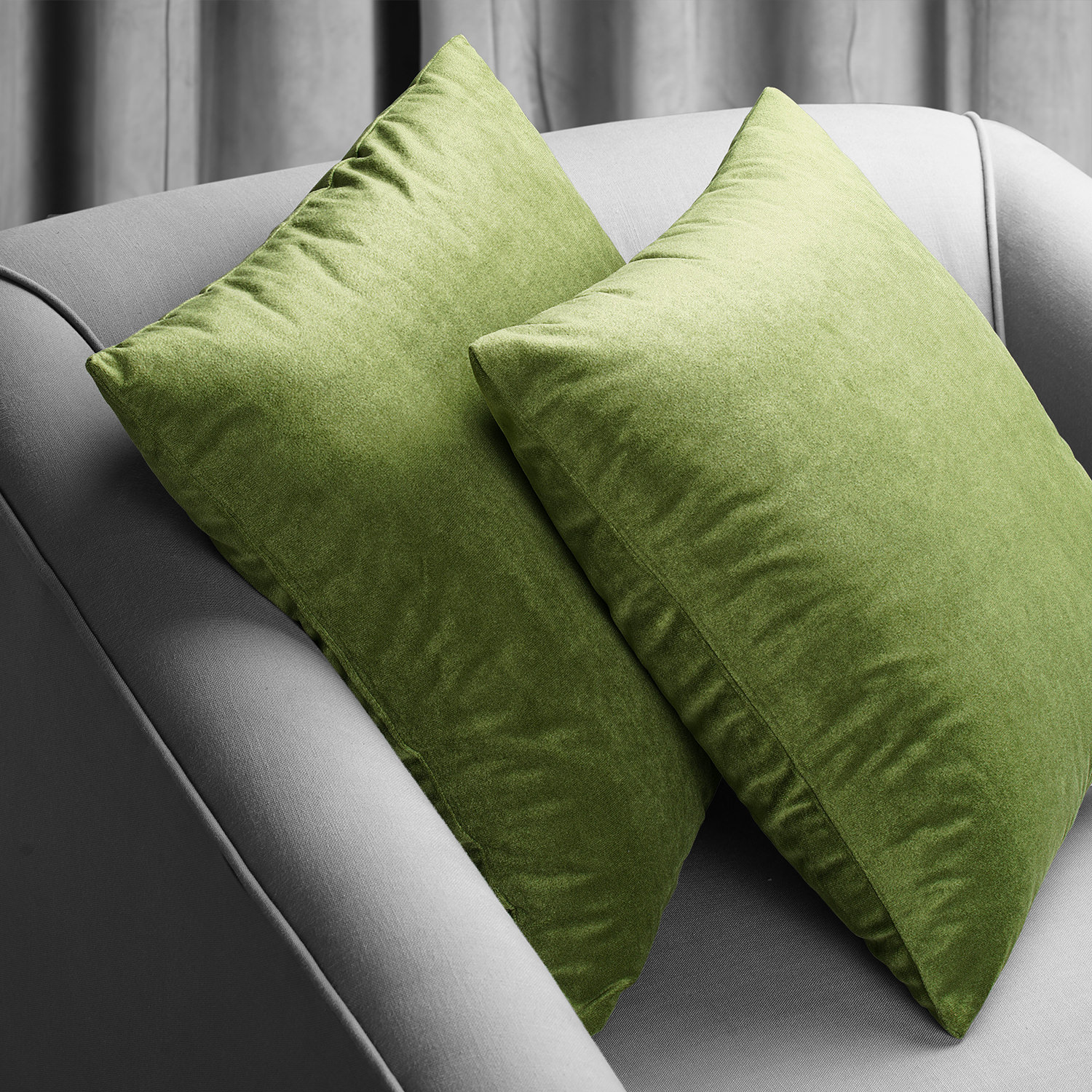 Signature Basque Green Velvet Cushion Cover - Pair