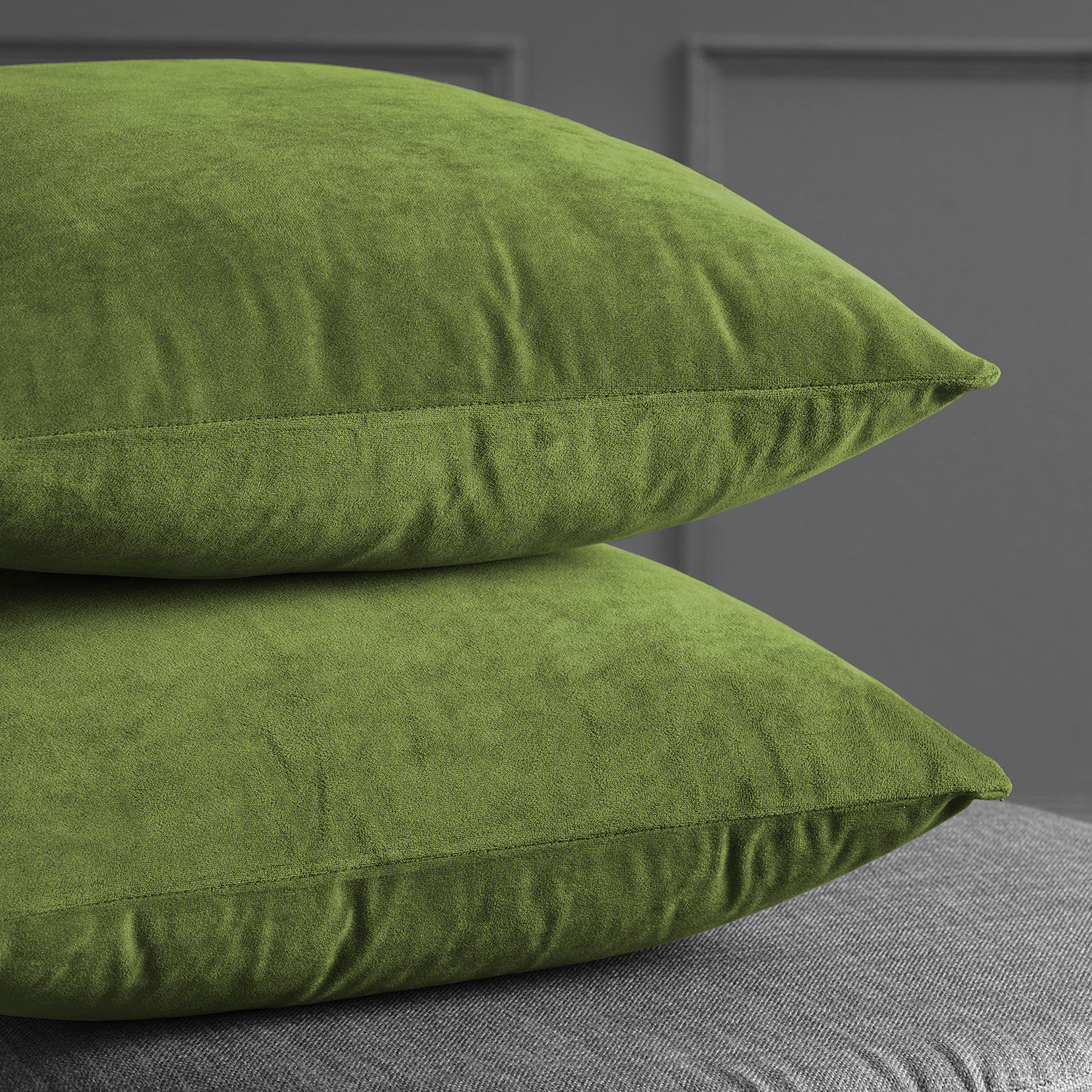 Signature Basque Green Velvet Cushion Cover - Pair