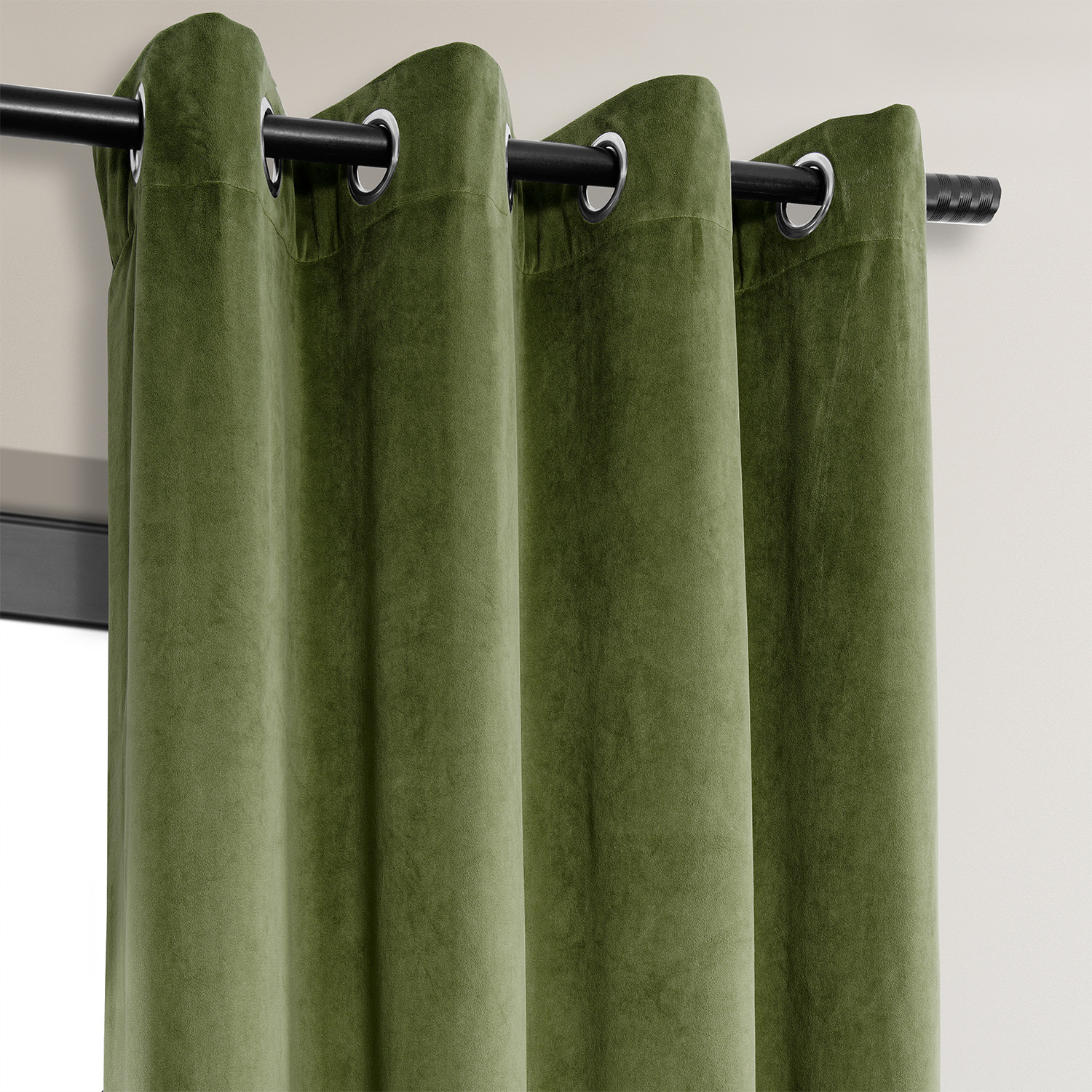 Signature Basque Green Grommet Blackout Velvet Curtain