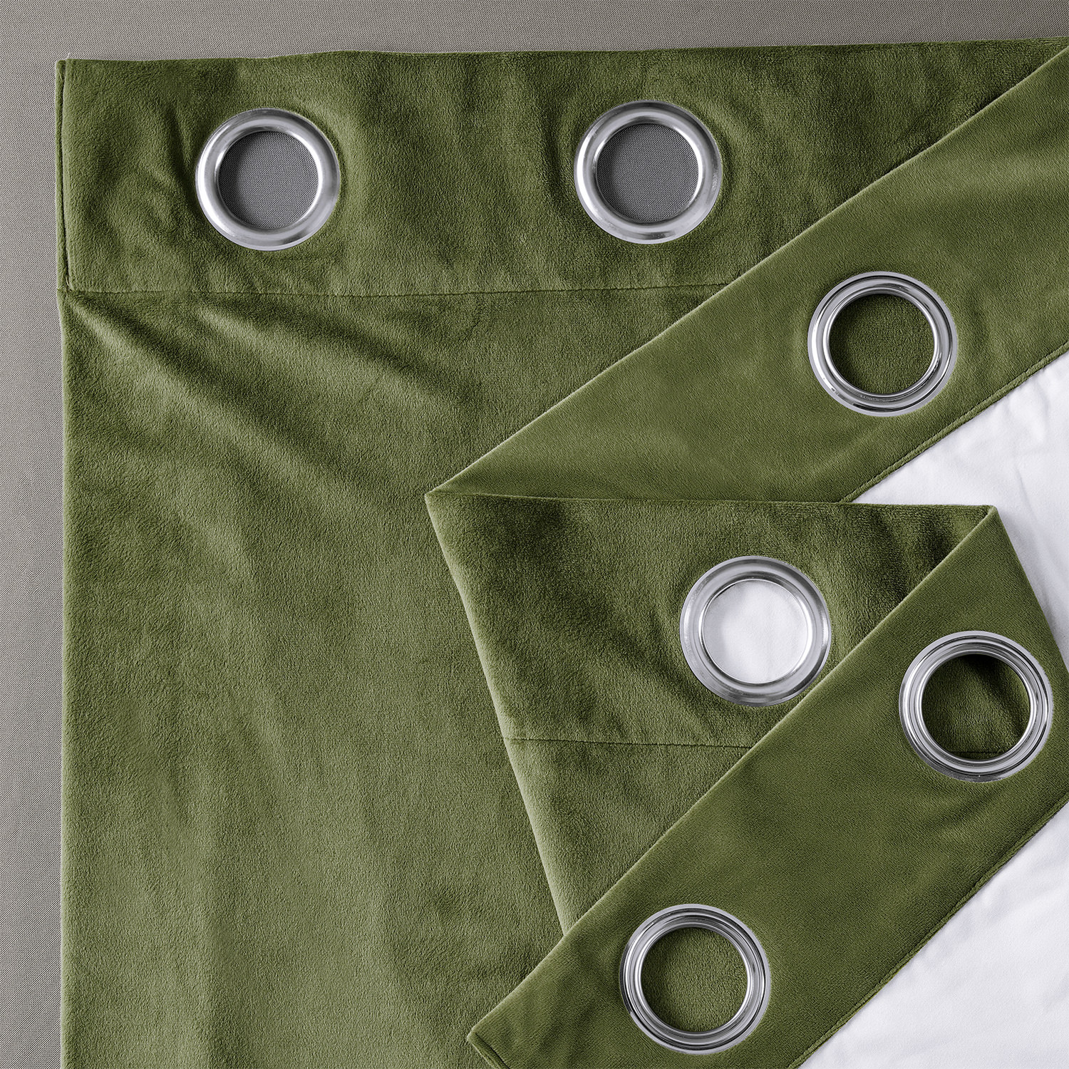 Signature Basque Green Grommet Blackout Velvet Curtain