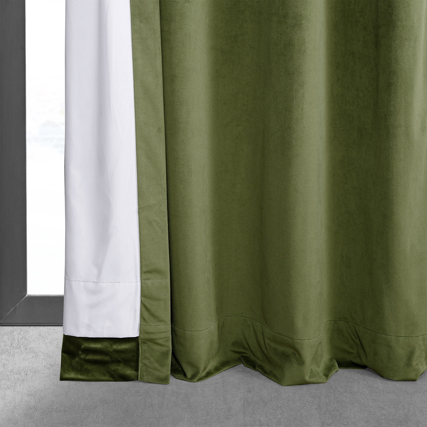 Signature Basque Green Grommet Blackout Velvet Curtain