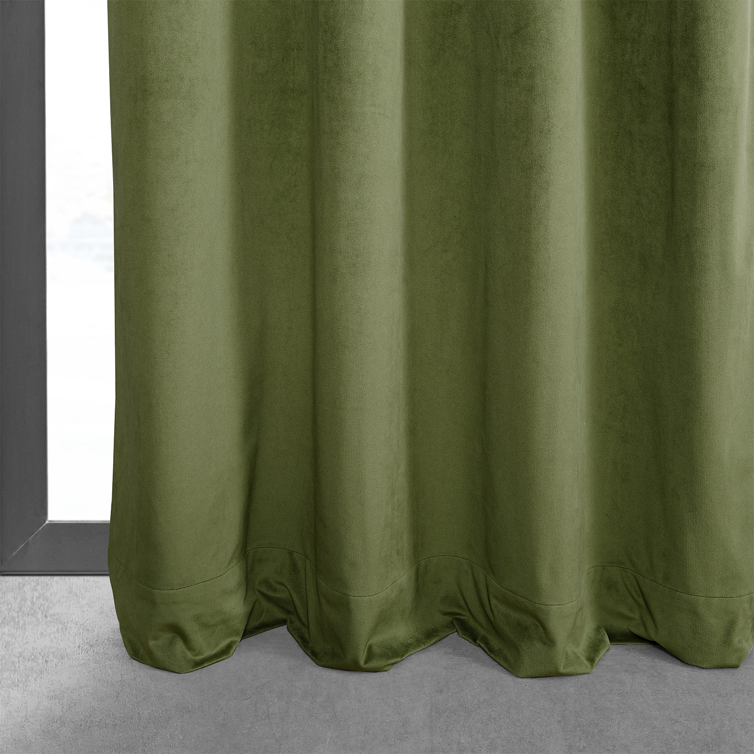 Signature Basque Green Grommet Blackout Velvet Curtain