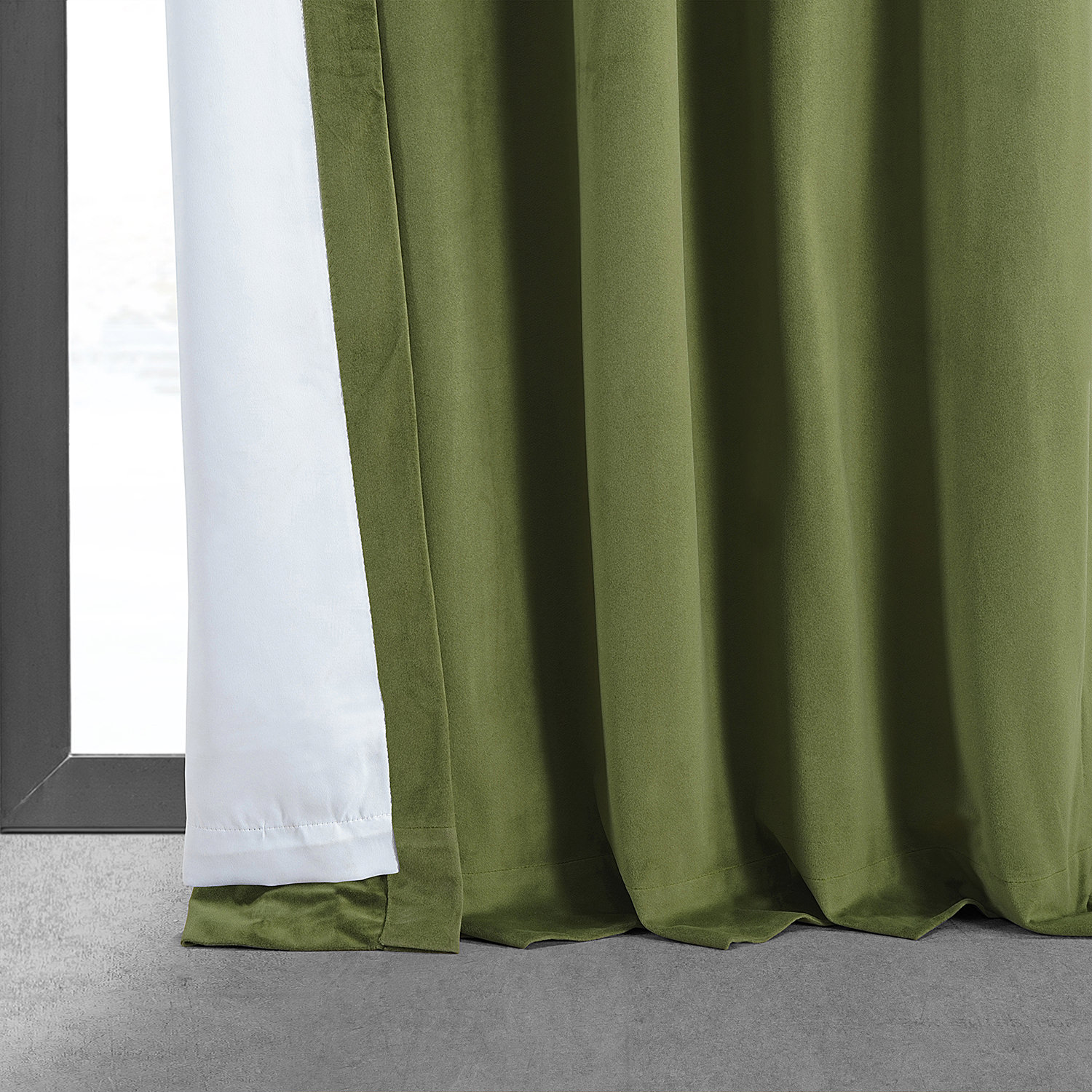 Signature Basque Green Blackout Velvet Curtain