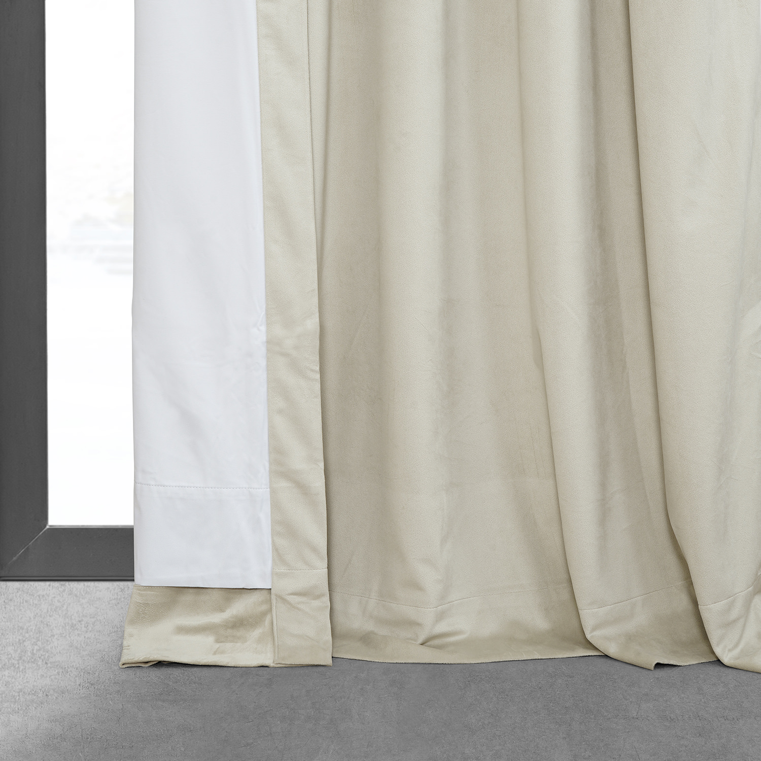 Signature Neutral Ground Pleated Blackout Velvet Curtain